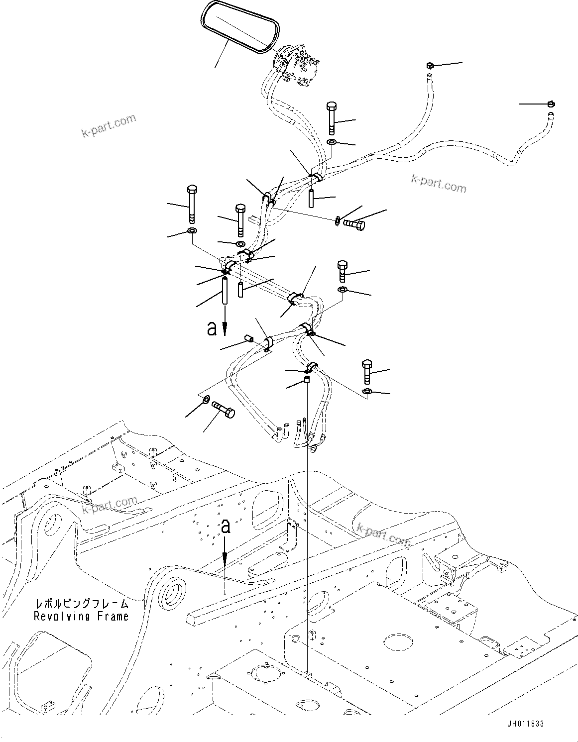 Komatsu parts book diagram for PC490LC-11 S/N 87001-UP (For KAL): AIR CONDITIONER UNIT, HEATER PIPING CLAMP(#85001-)