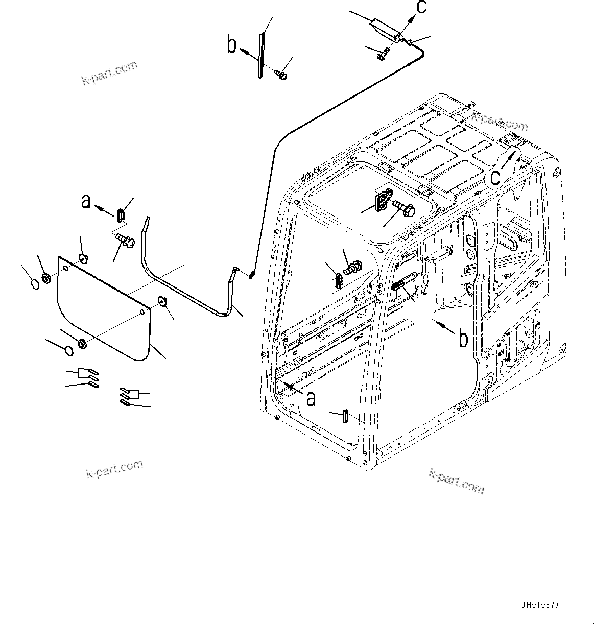 Komatsu parts book diagram for PC490LC-11 S/N 87001-UP (For KAL): CAB, FRONT LOWER WINDOW(#87001-)