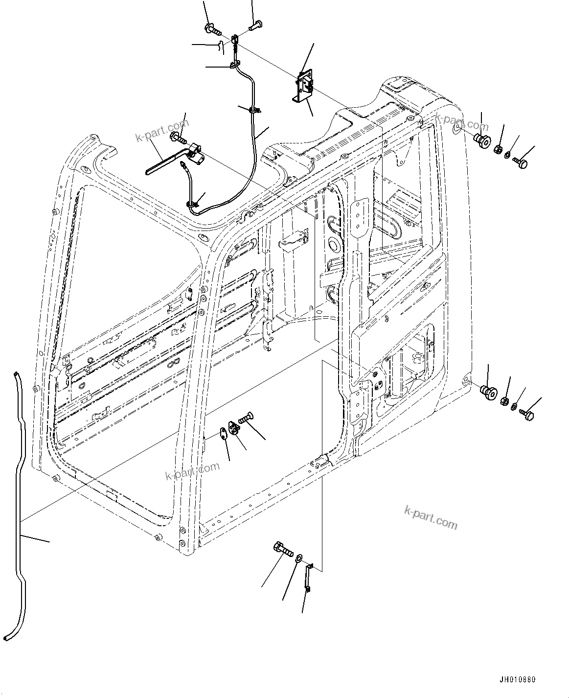 Komatsu parts book diagram for PC490LC-11 S/N 87001-UP (For KAL): CAB, OPEN LOCK AND DOOR CATCH(#87001-)