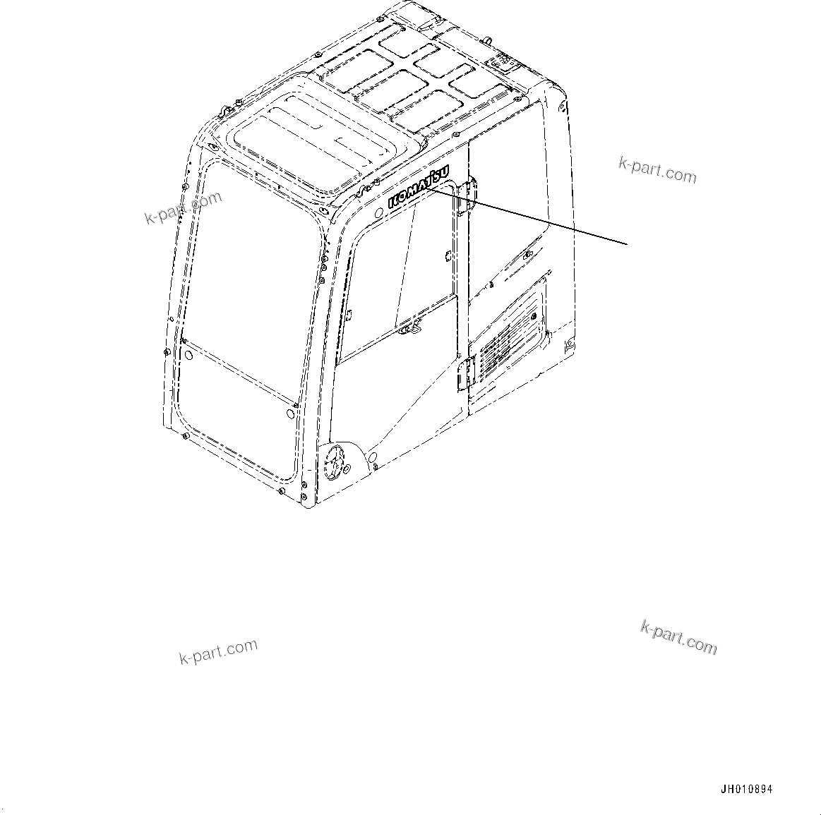 Komatsu parts book diagram for PC490LC-11 S/N 87001-UP (For KAL): CAB, KOMATSU MARK(#87001-)