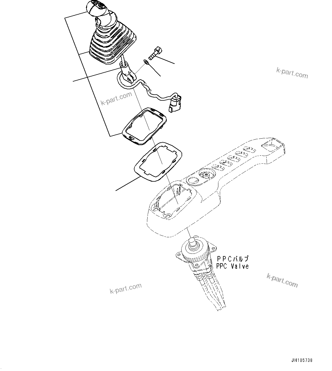 Komatsu parts book diagram for PC490LC-11 S/N 87001-UP (For KAL): CAB, FLOOR, WORK EQUIPMENT CONTROL LEVER, R.H.(#87001-)