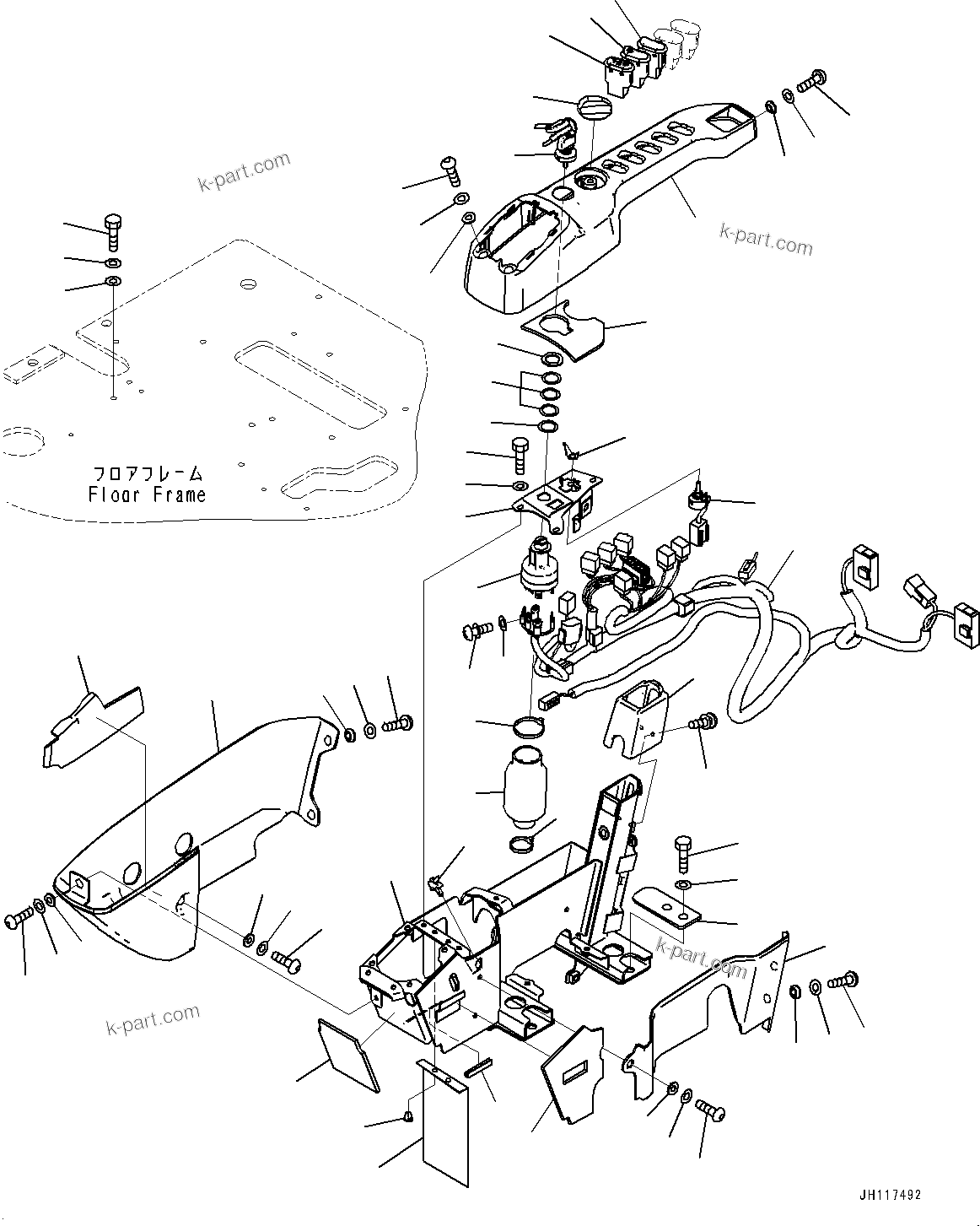 Komatsu parts book diagram for PC490LC-11 S/N 87001-UP (For KAL): CAB, FLOOR, CONSOLE, R.H.(#87001-)