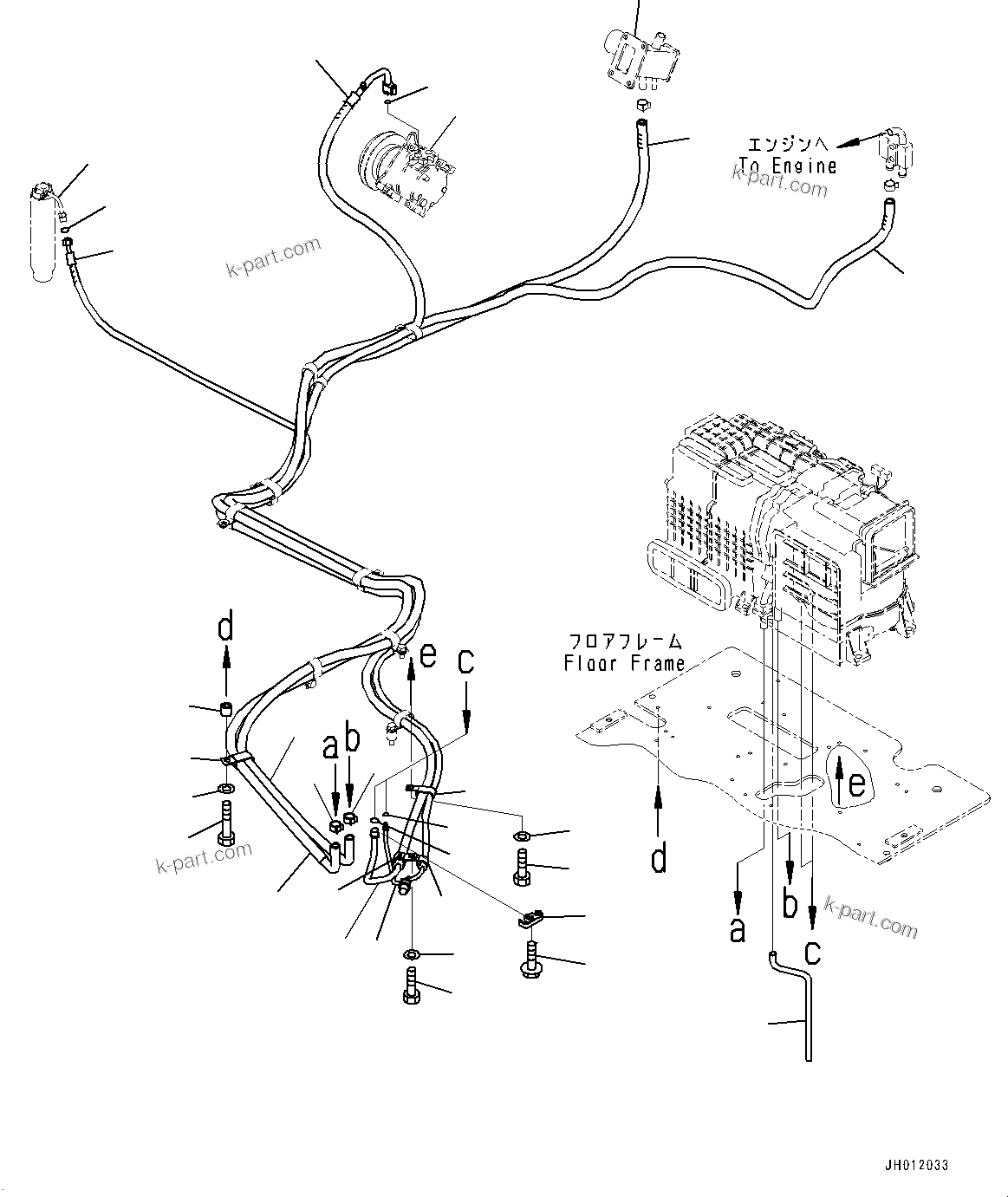 Komatsu parts book diagram for PC490LC-11 S/N 87001-UP (For KAL): CAB, FLOOR, AIR CONDITIONER PIPING(#87001-)