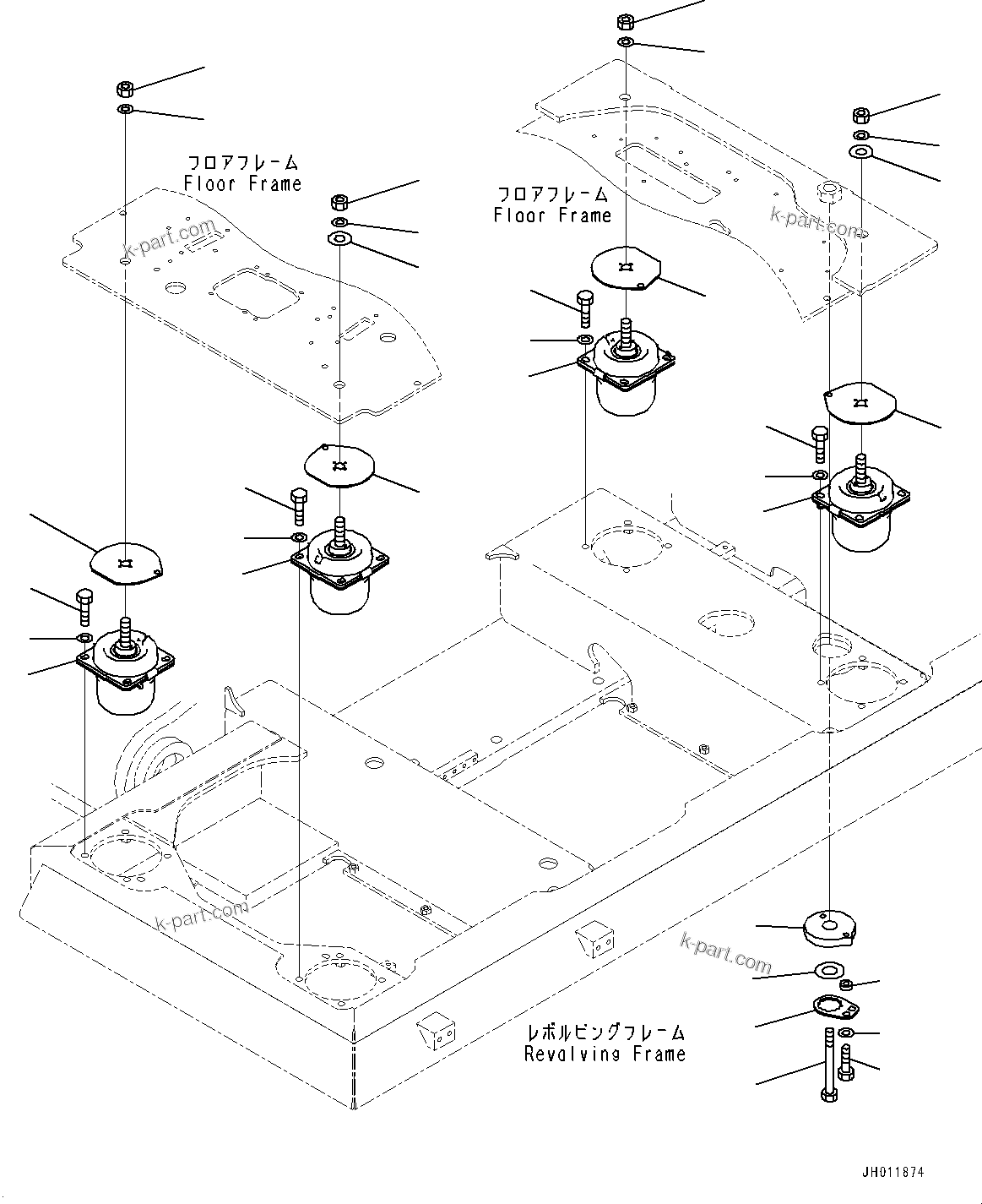 Komatsu parts book diagram for PC490LC-11 S/N 87001-UP (For KAL): FLOOR MOUNTING, (#85001-)