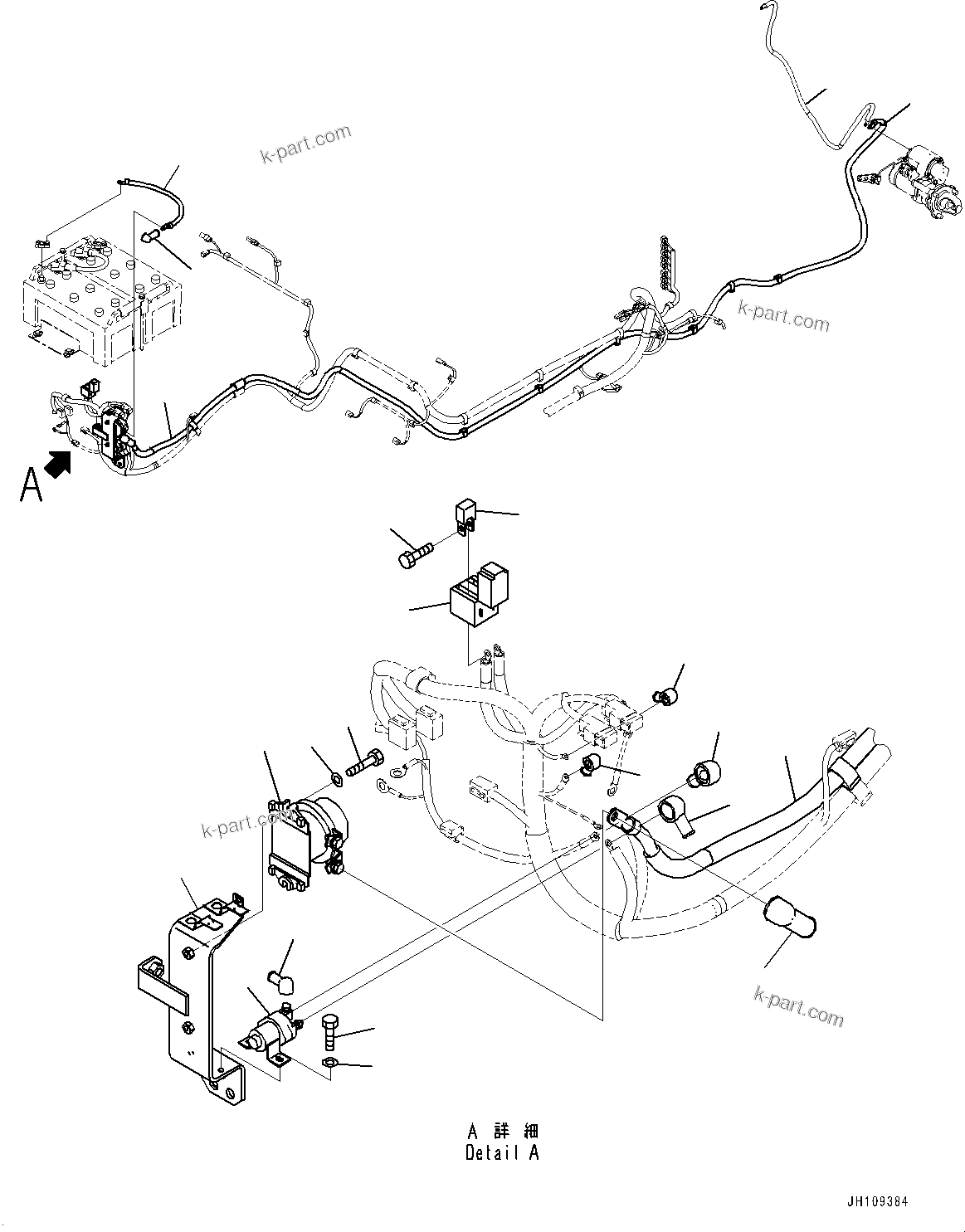 Komatsu parts book diagram for PC490LC-11 S/N 87001-UP (For KAL): WIRING HARNESS, FLOOR, BATTERY CABLE(#87001-)