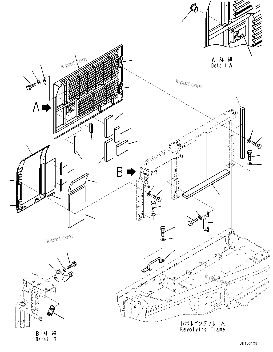 Komatsu parts book diagram for PC490LC-11 S/N 87001-UP (For KAL): SIDE COVER R.H., DOOR(#85001-)