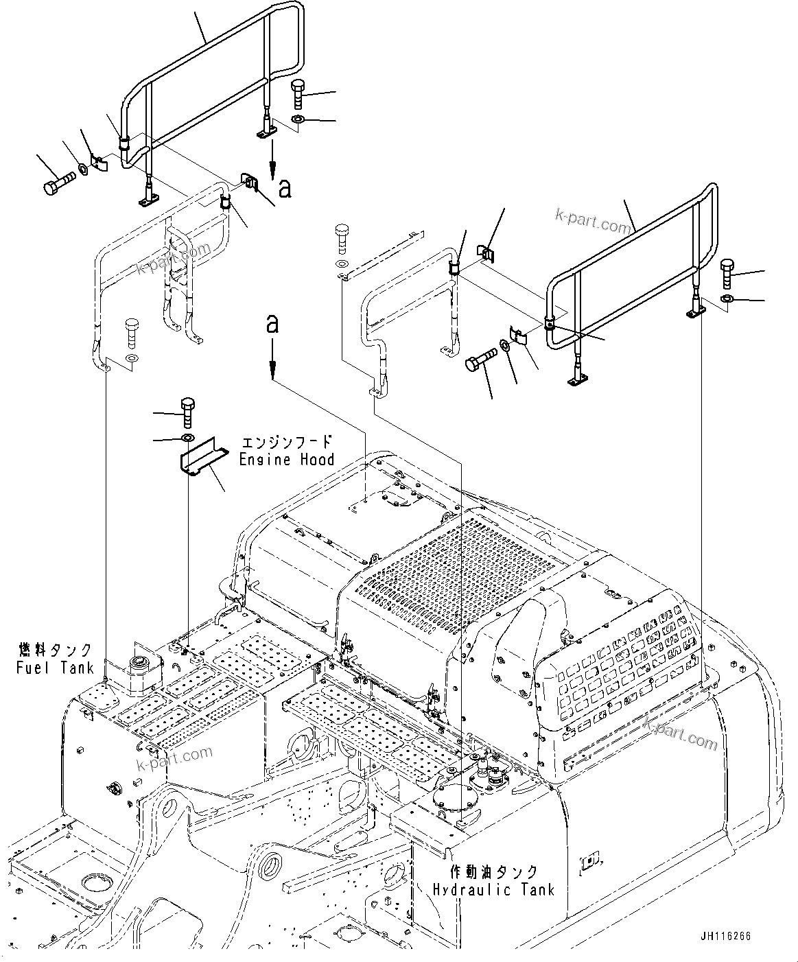 Komatsu parts book diagram for PC490LC-11 S/N 87001-UP (For KAL): HANDRAIL, REAR(#85001-)