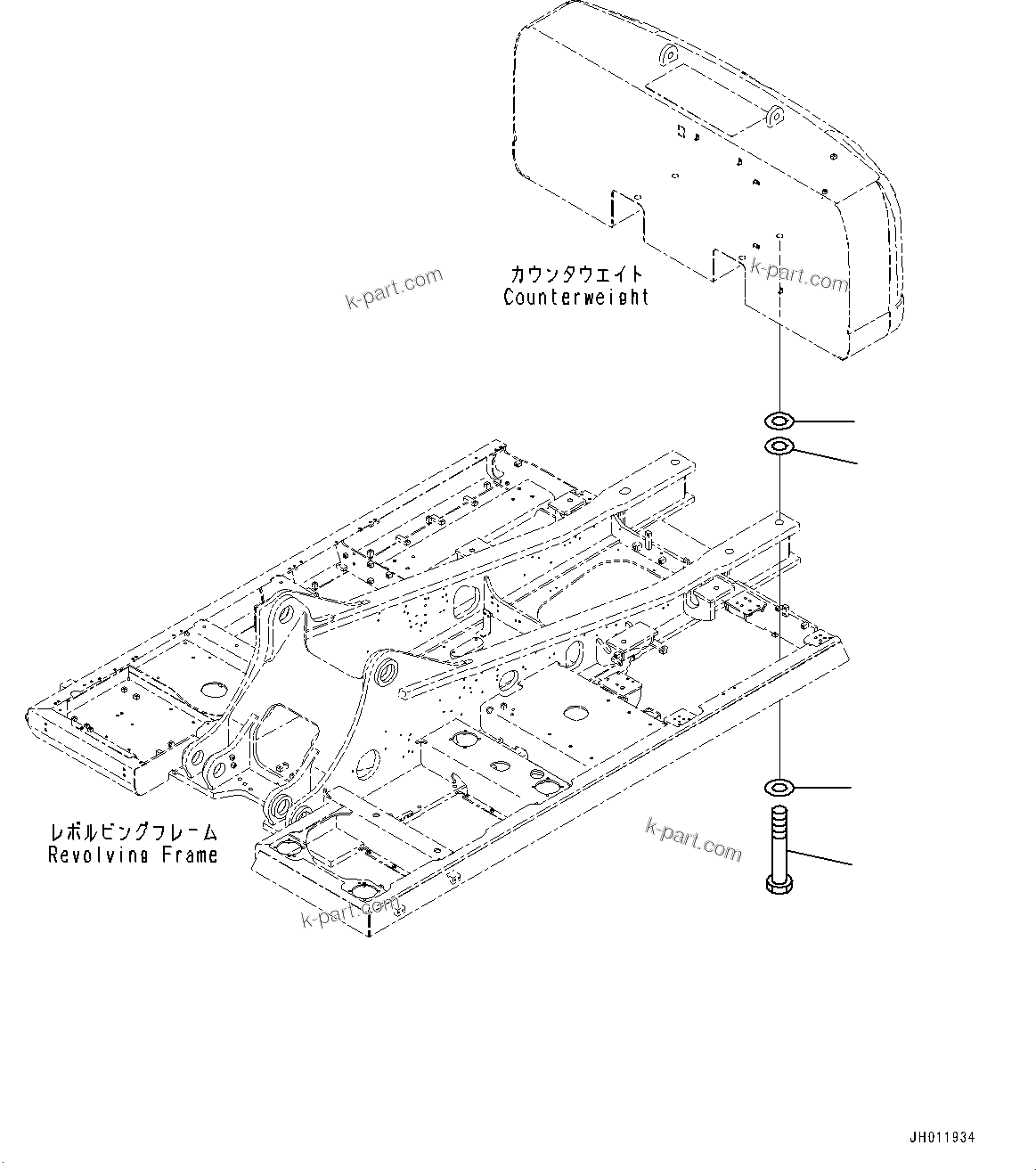 Komatsu parts book diagram for PC490LC-11 S/N 87001-UP (For KAL): COUNTERWEIGHT MOUNTING, (#85001-)