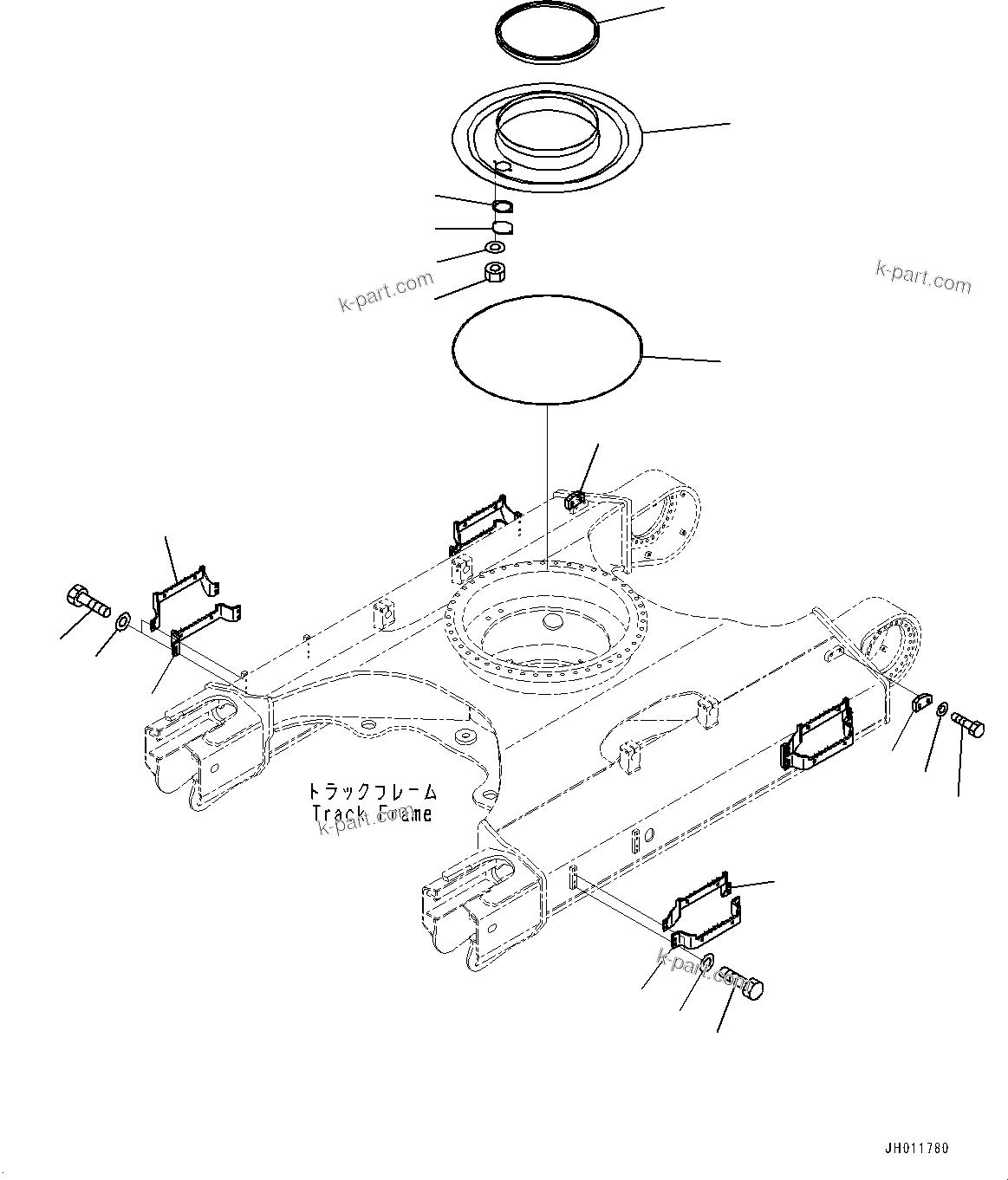 Komatsu parts book diagram for PC490LC-11 S/N 87001-UP (For KAL): TRACK FRAME, GREASE BATH AND MOUNTING PARTS(#85001-)