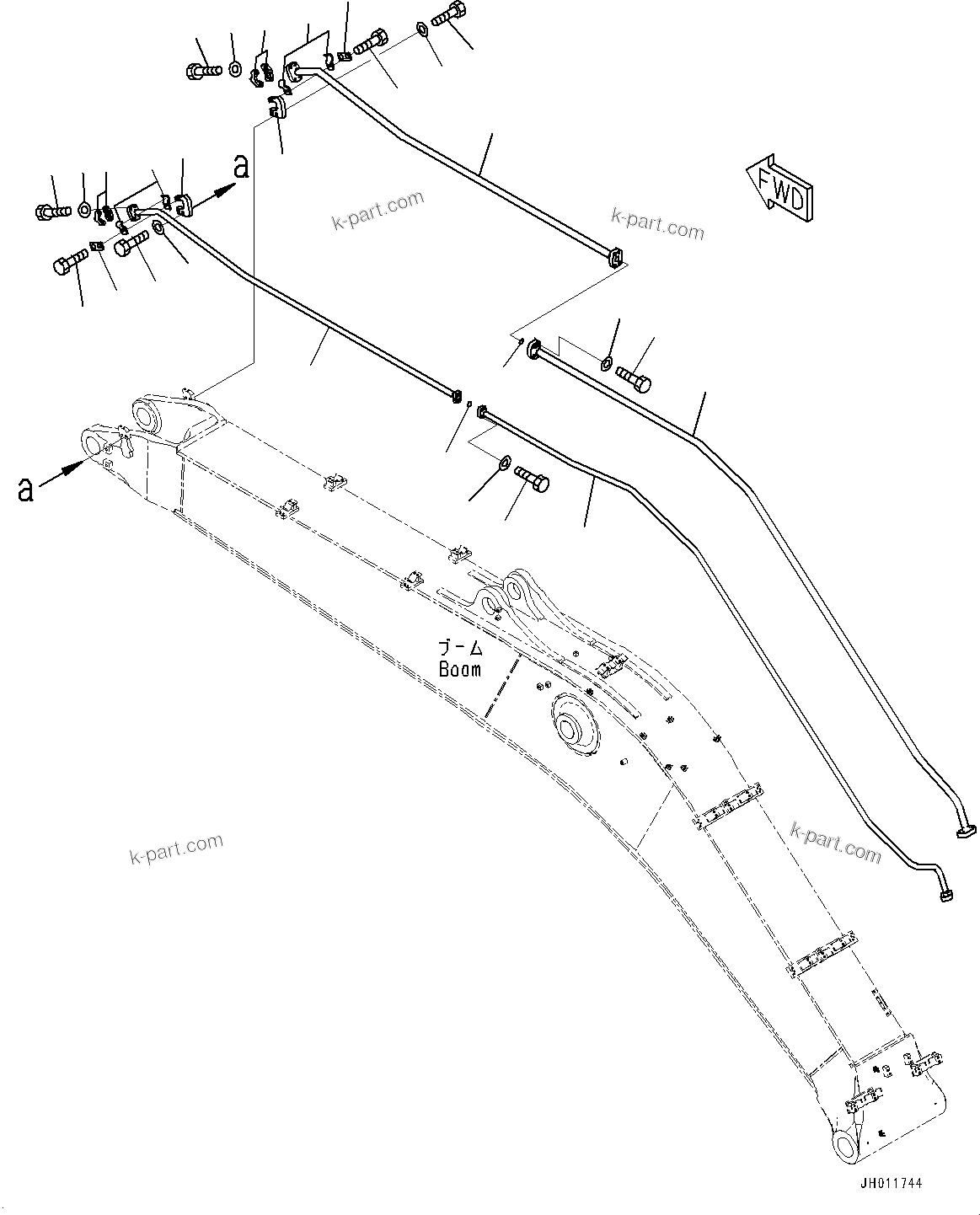 Komatsu parts book diagram for PC490LC-11 S/N 87001-UP (For KAL): BOOM, ADDITIONAL PIPING(#85001-)