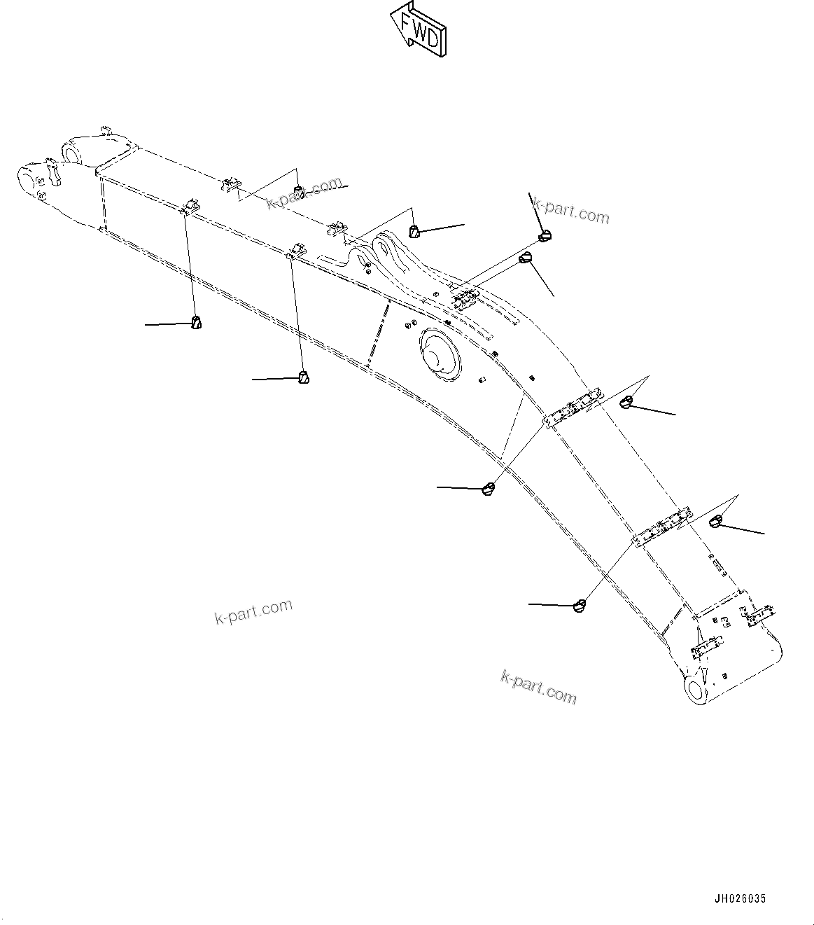 Komatsu parts book diagram for PC490LC-11 S/N 87001-UP (For KAL): BOOM, BLIND PARTS (3/3)(#85001-)