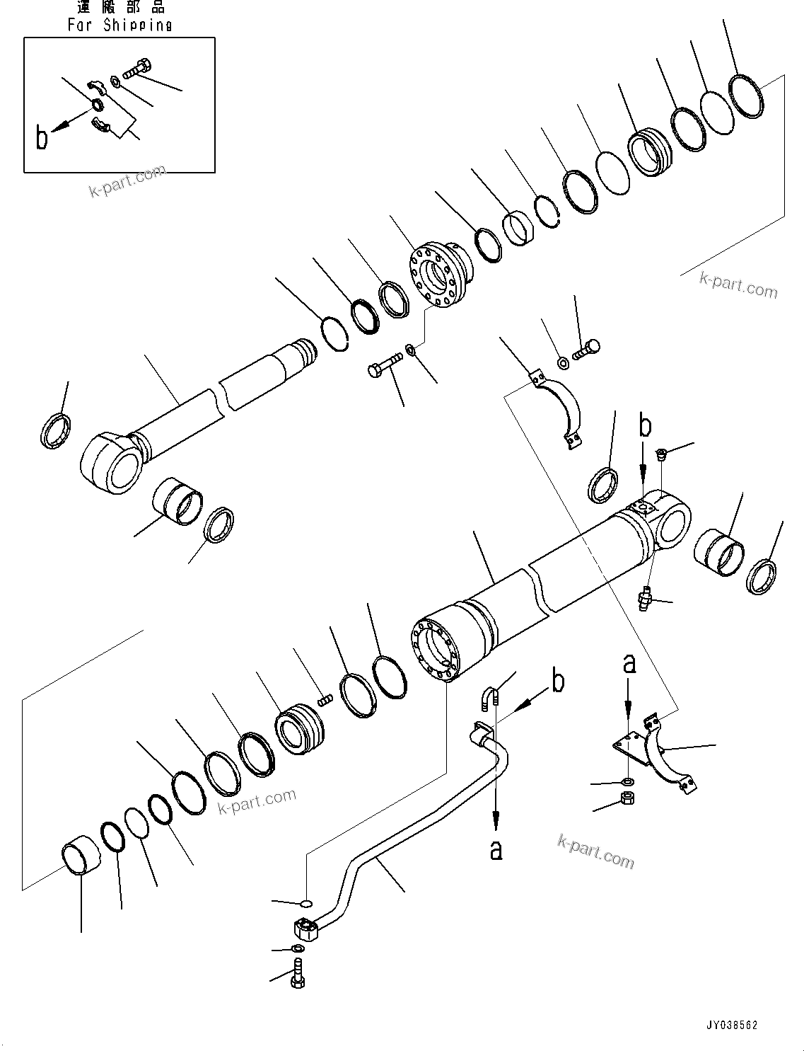 Komatsu parts book diagram for PC490LC-11 S/N 87001-UP (For KAL): BOOM CYLINDER, INNER PARTS, BOOM CYLINDER, L.H.(#85001-)