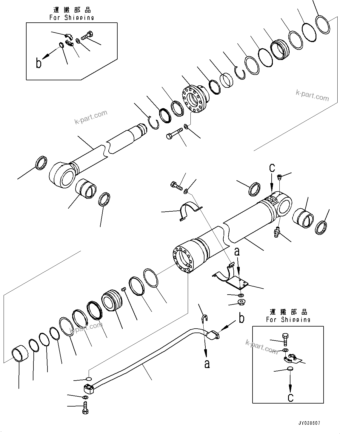 Komatsu parts book diagram for PC490LC-11 S/N 87001-UP (For KAL): BOOM CYLINDER, INNER PARTS, BOOM CYLINDER, R.H.(#85001-)