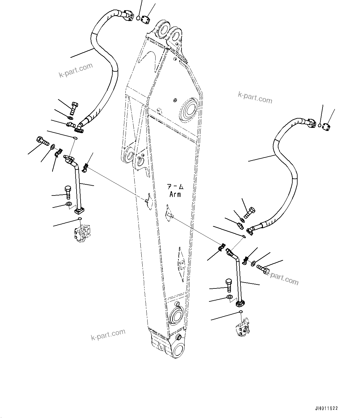Komatsu parts book diagram for PC490LC-11 S/N 87001-UP (For KAL): ARM, ADDITIONAL PIPING (1/2)(#85001-)
