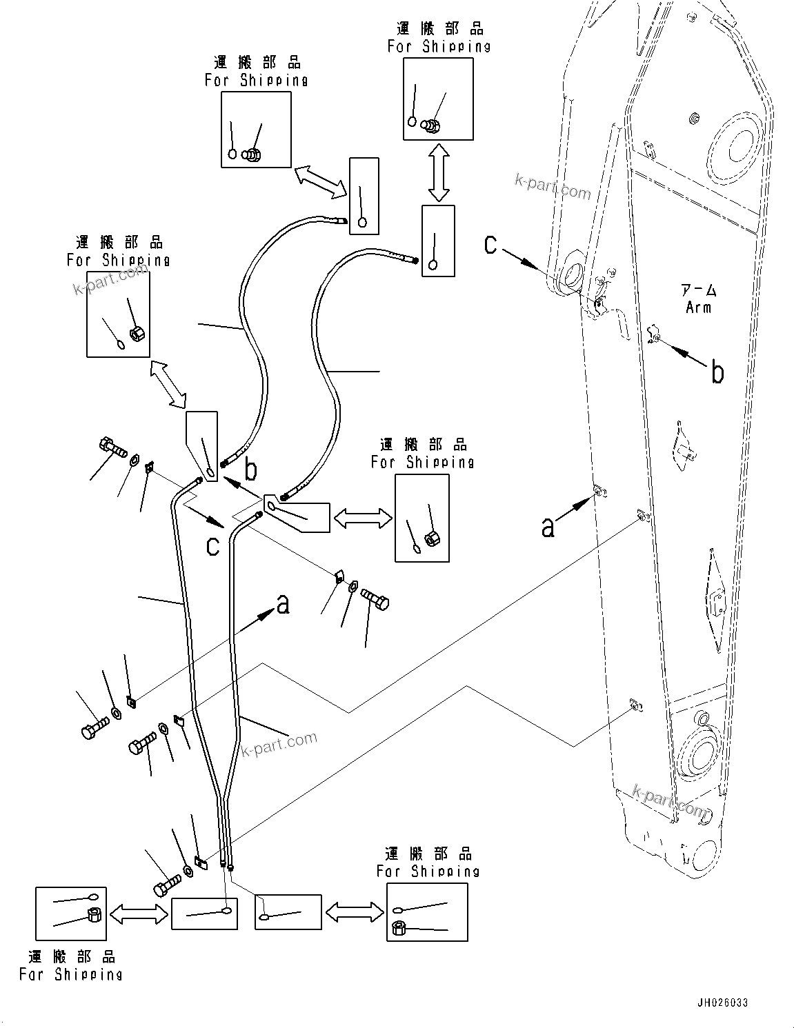 Komatsu parts book diagram for PC490LC-11 S/N 87001-UP (For KAL): ARM, QUICK COUPLER PIPING(#85001-)