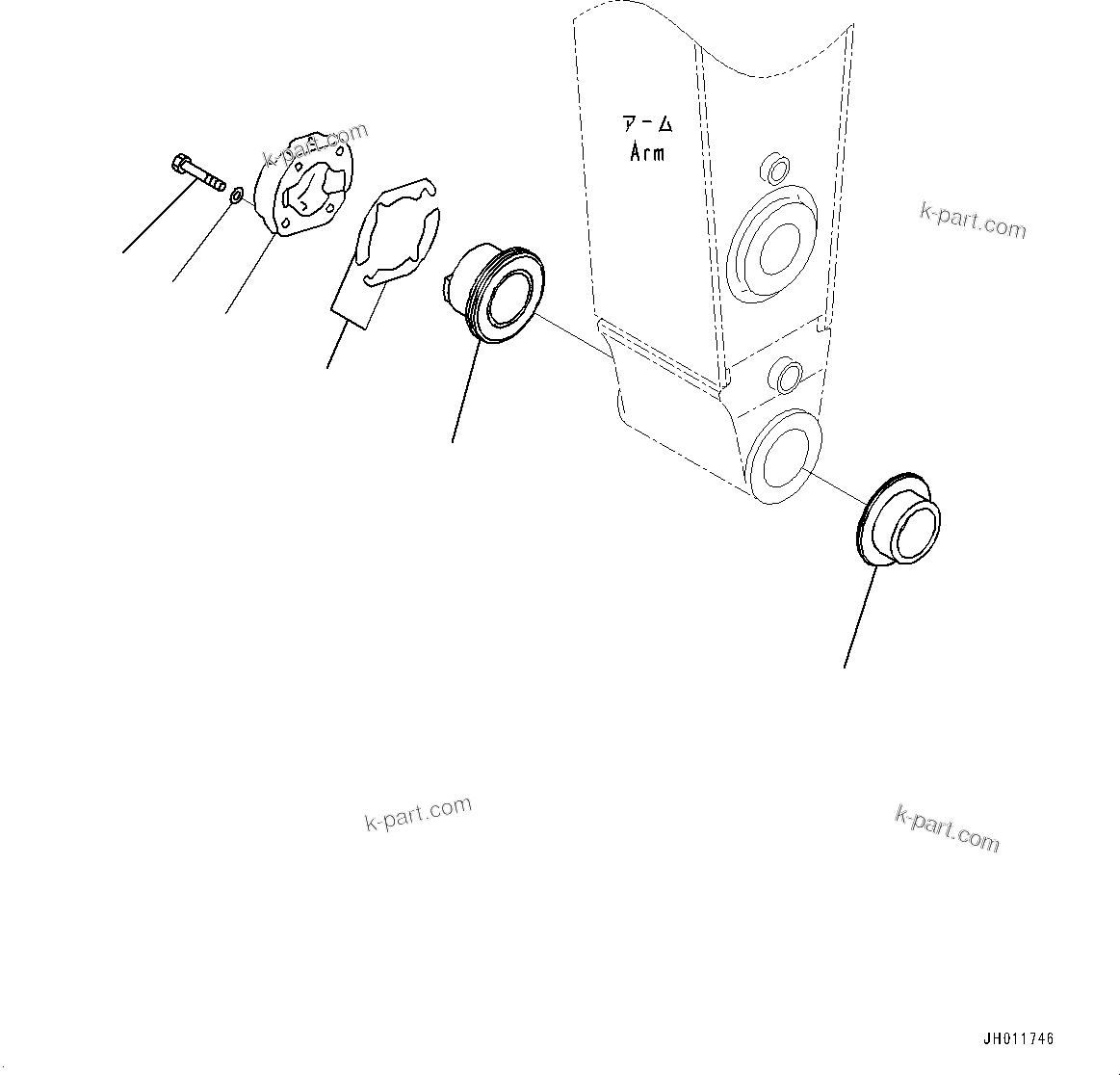 Komatsu parts book diagram for PC490LC-11 S/N 87001-UP (For KAL): BUCKET, (WITHOUT BUCKET)(#85001-)
