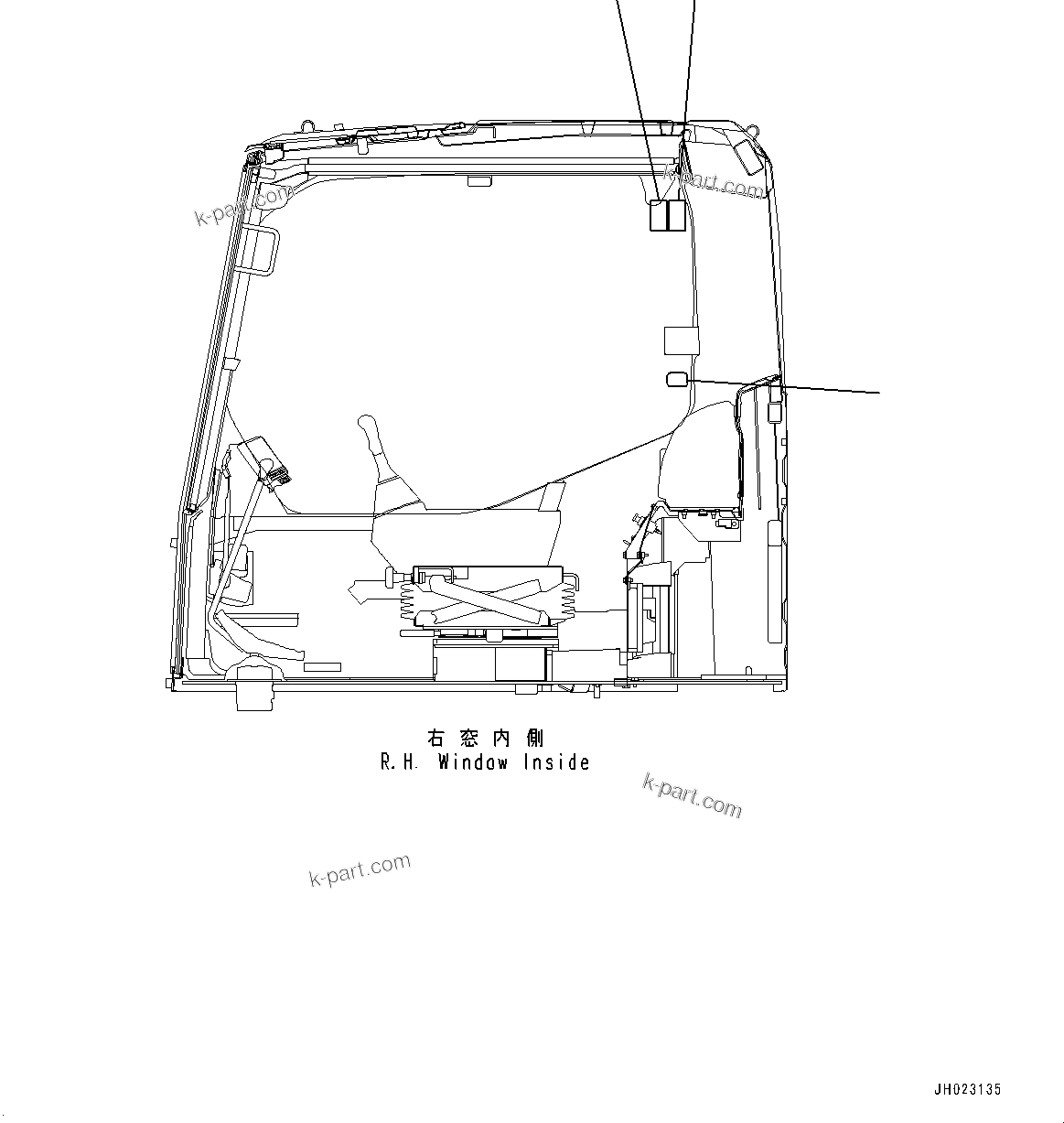 Komatsu parts book diagram for PC490LC-11 S/N 87001-UP (For KAL): CAUTION PLATES, WINDOW LOCK, (#85368-)