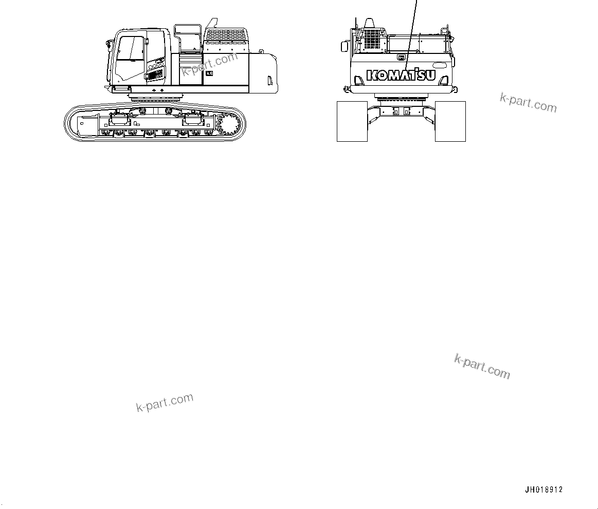 Komatsu parts book diagram for PC490LC-11 S/N 87001-UP (For KAL): KOMATSU LOGO, (#85001-)