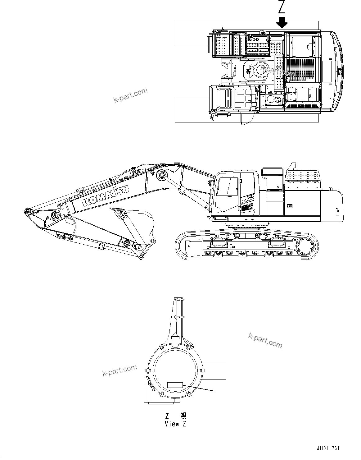 Komatsu parts book diagram for PC490LC-11 S/N 87001-UP (For KAL): PLATES, AIR CLEANER, (#85001-)