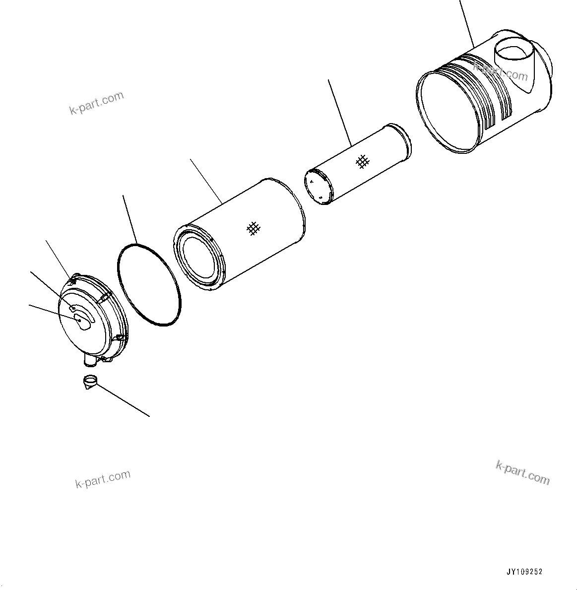 Komatsu parts book diagram for PC450LC-8R S/N 79001-UP: AIR CLEANER, INNER PARTS, AIR CLEANER(#75001-)