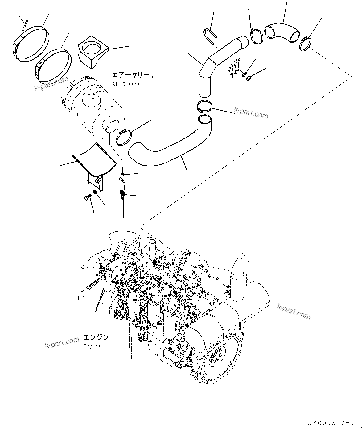 Komatsu parts book diagram for PC450LC-8R S/N 79001-UP: AIR CLEANER, AIR CLEANER MOUNTING(#75001-)