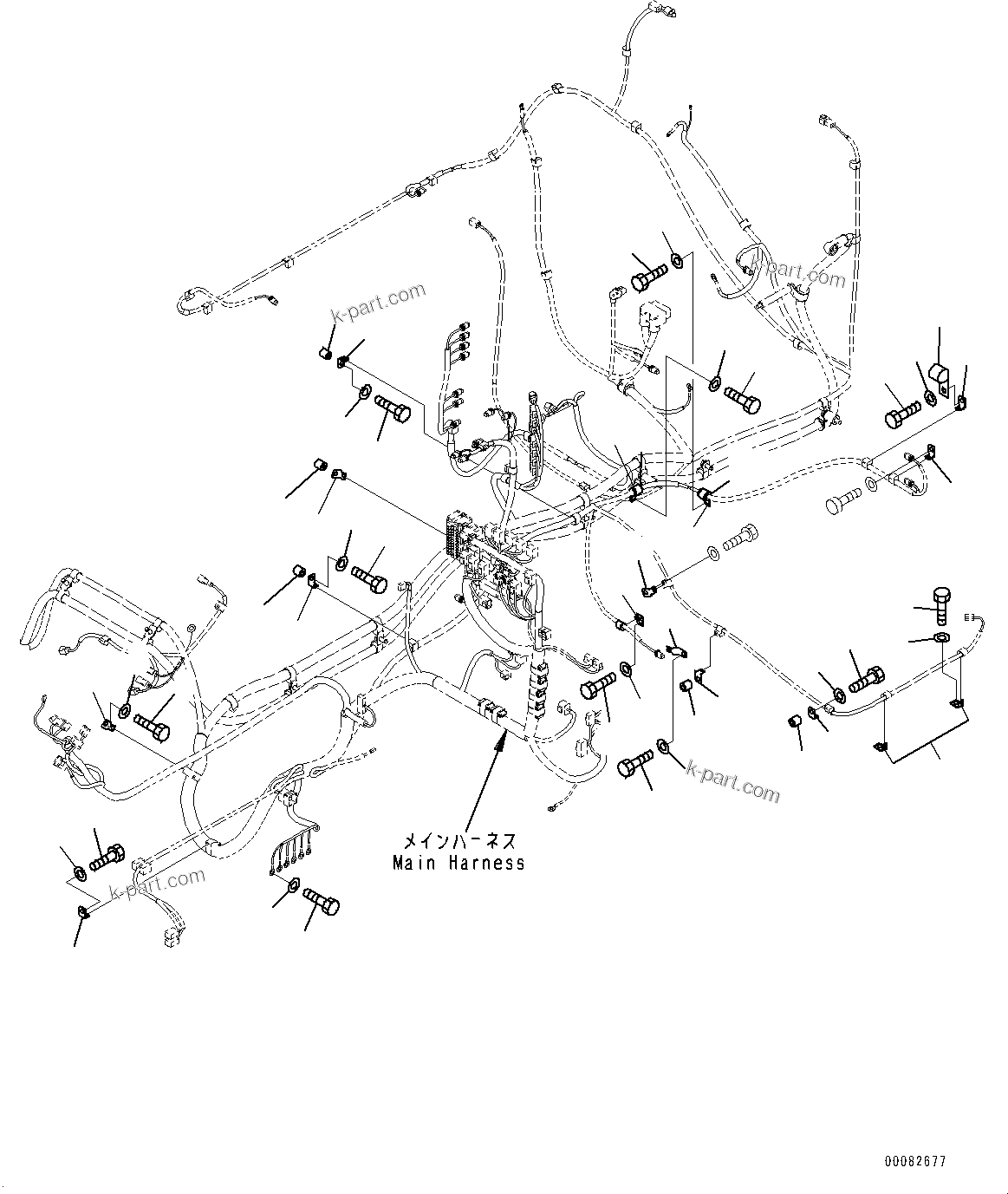 Komatsu parts book diagram for PC450LC-8R S/N 79001-UP: ELECTRIC WIRING HARNESS, MAIN WIRING HARNESS CLAMP (1/4)(#75001-)