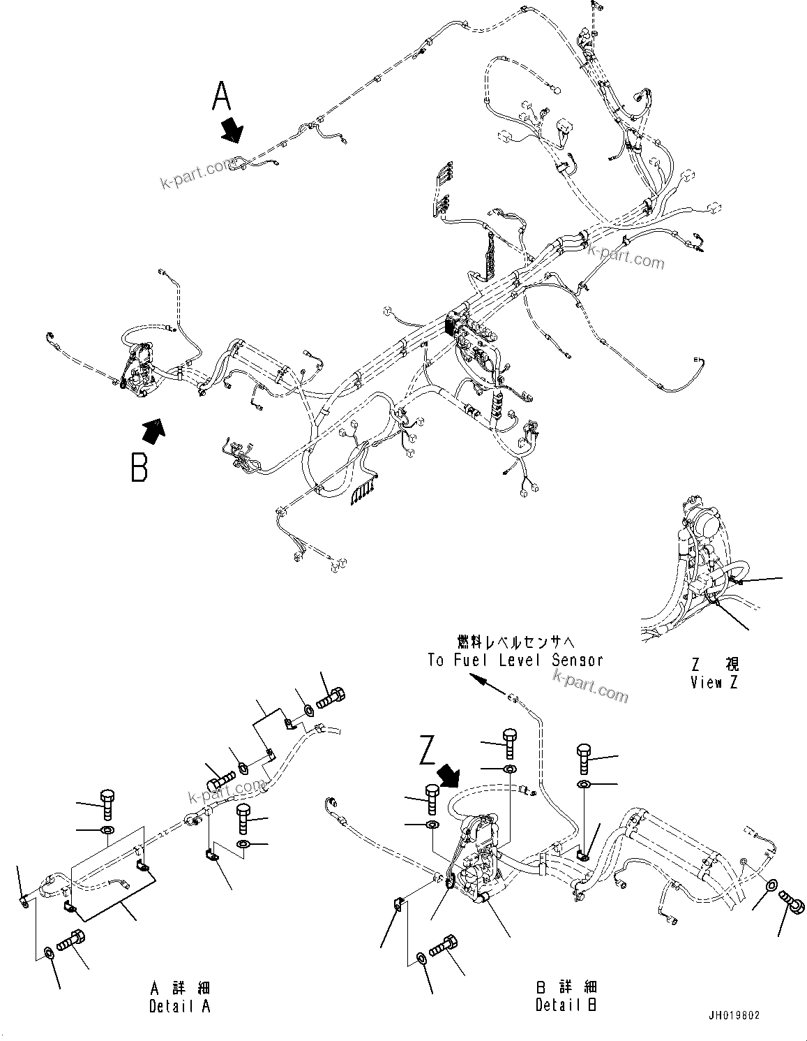 Komatsu parts book diagram for PC450LC-8R S/N 79001-UP: ELECTRIC WIRING HARNESS, MAIN WIRING HARNESS CLAMP (4/4)(#75202-76011)