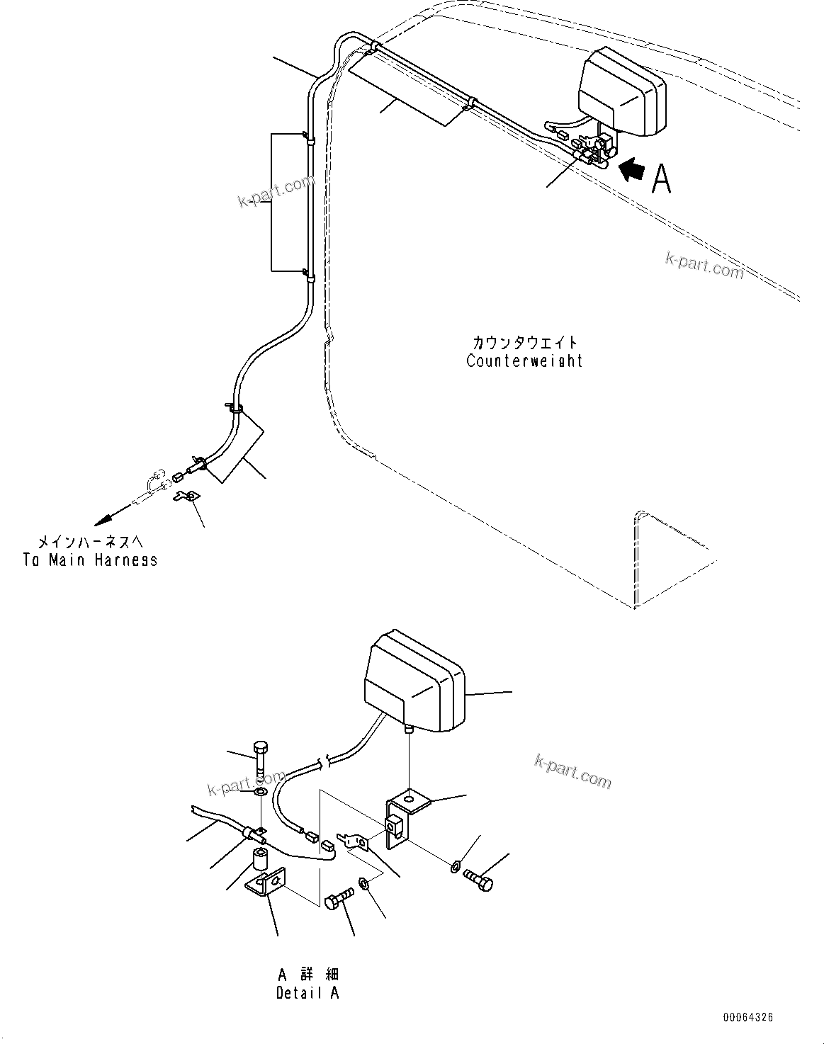 Komatsu parts book diagram for PC450LC-8R S/N 79001-UP: ADDITIONAL REAR WORKING LAMP, (#75001-)