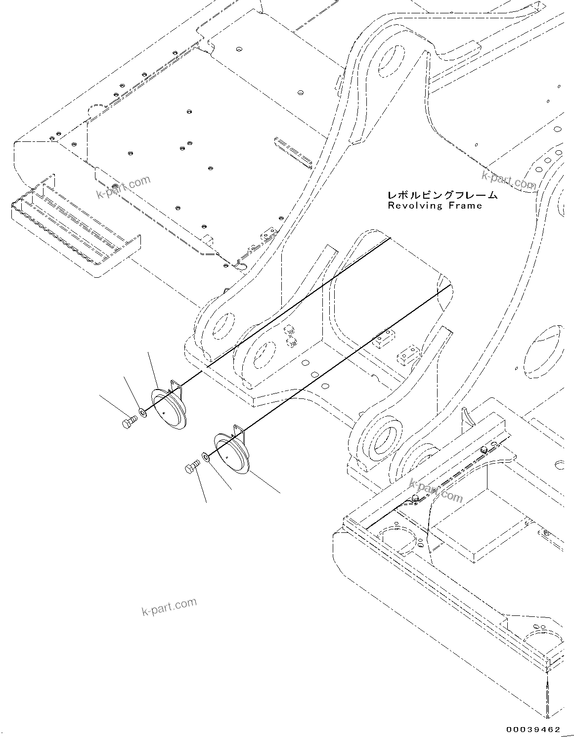 Komatsu parts book diagram for PC450LC-8R S/N 79001-UP: HORN, (#75001-75096)