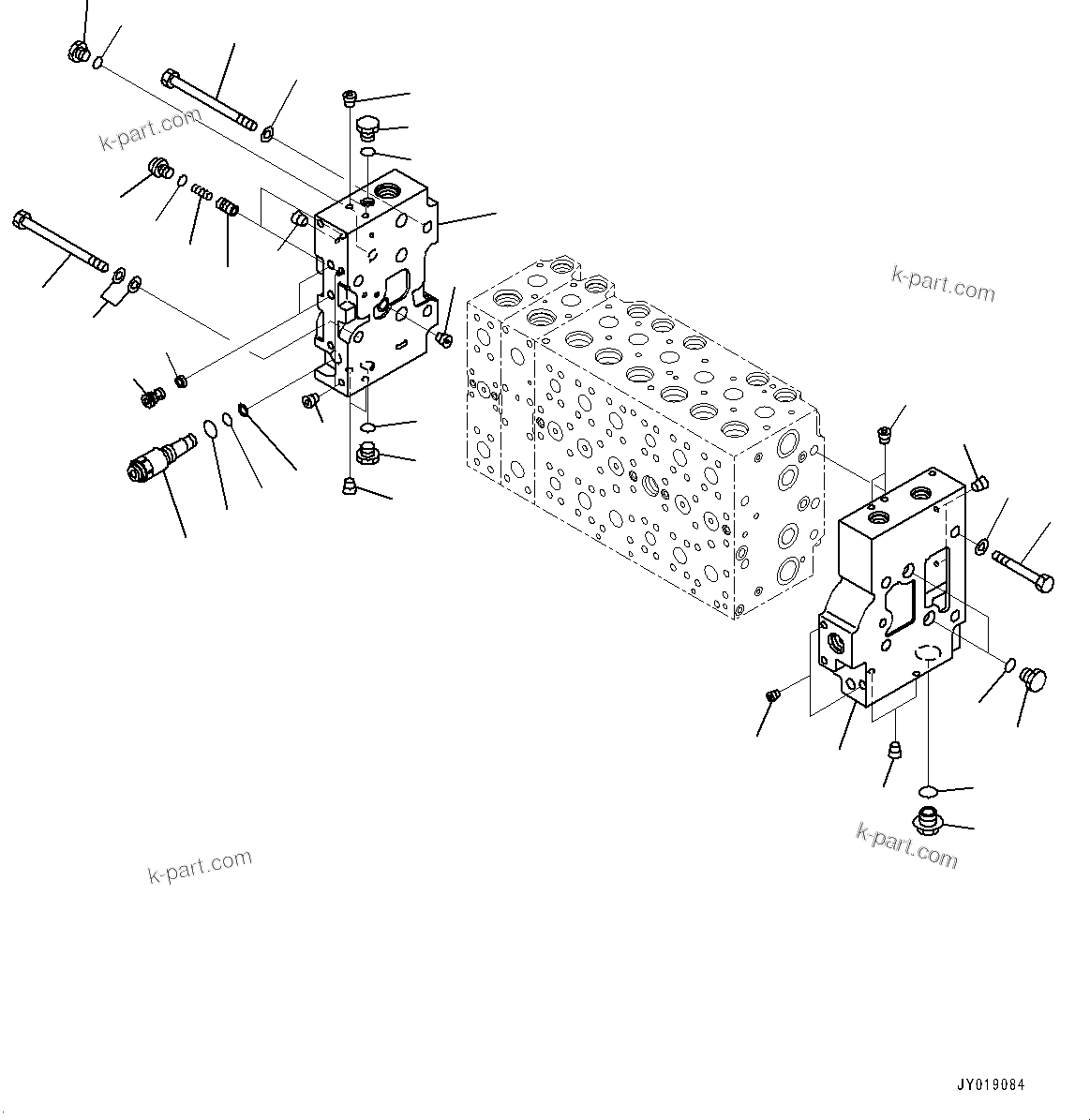 Komatsu parts book diagram for PC450LC-8R S/N 79001-UP: CONTROL VALVE, 8-SPOOL (7/23)(#76313-)
