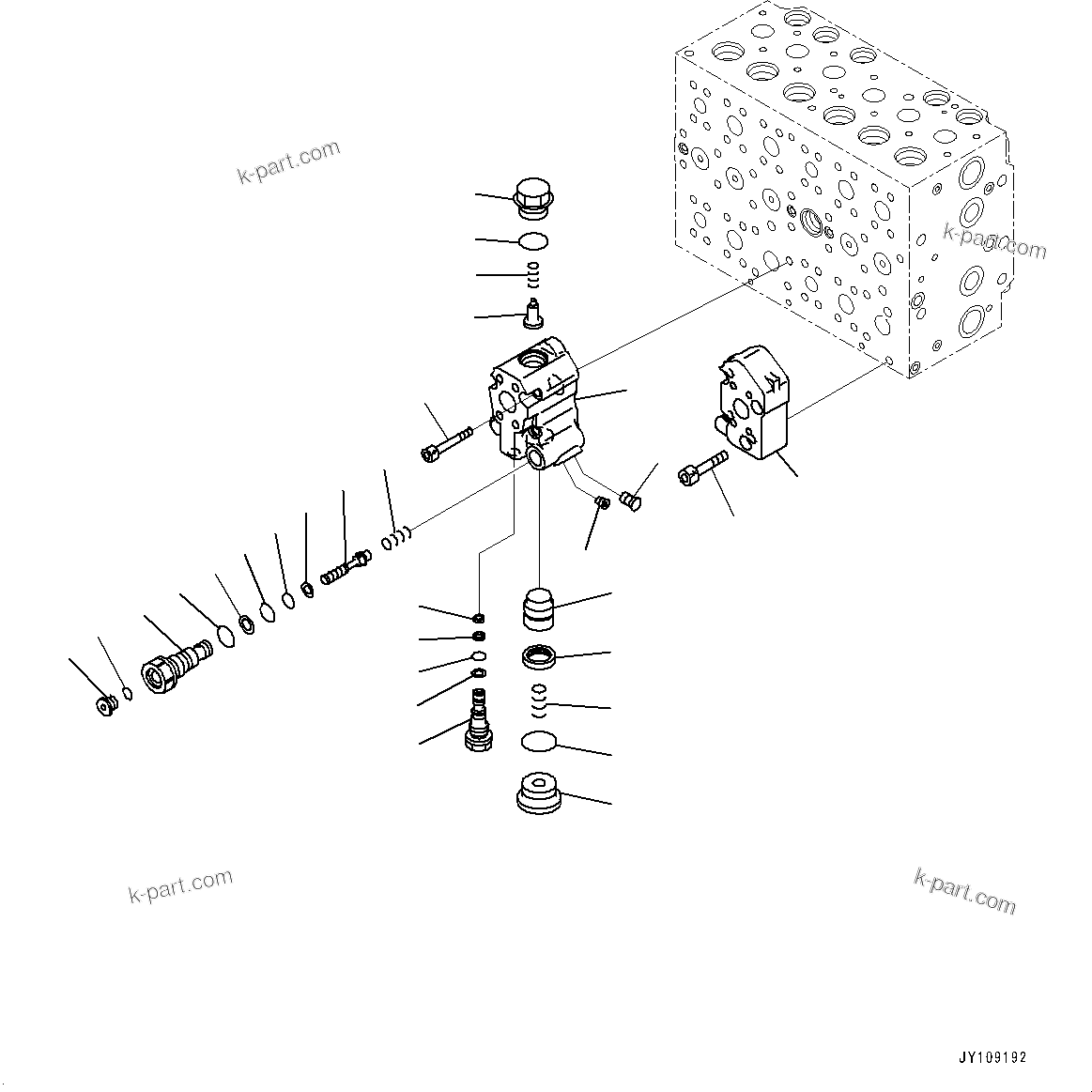 Komatsu parts book diagram for PC450LC-8R S/N 79001-UP: CONTROL VALVE, 8-SPOOL (18/23)(#76991-)