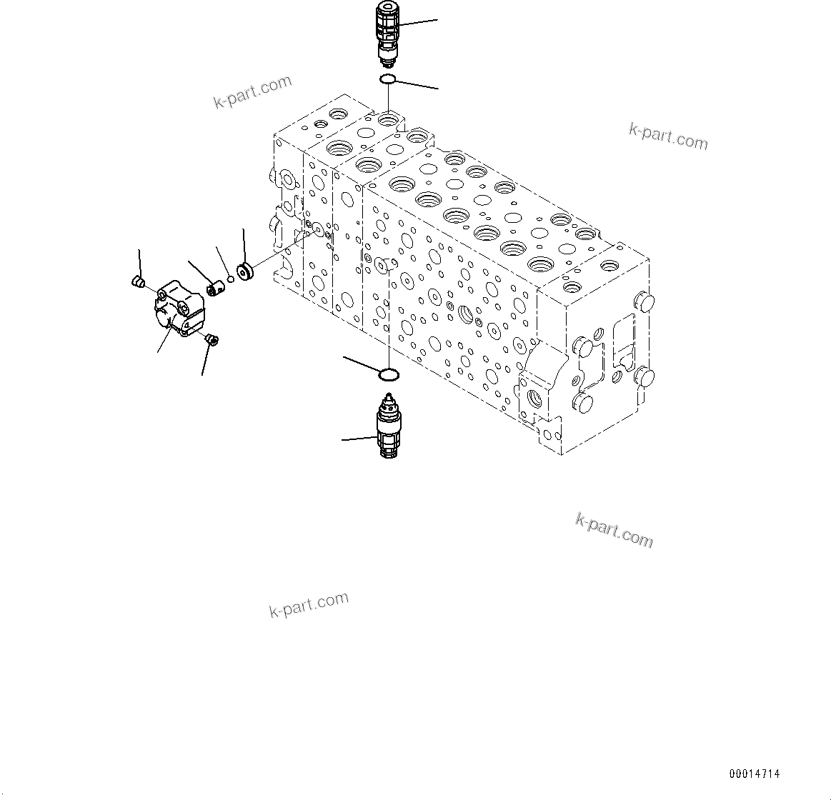 Komatsu parts book diagram for PC450LC-8R S/N 79001-UP: CONTROL VALVE, 8-SPOOL (23/23)(#75001-)