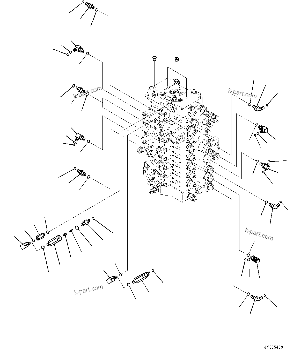 Komatsu parts book diagram for PC450LC-8R S/N 79001-UP: CONTROL VALVE, CONTROL VALVE RELATED PARTS (1/2)(#75001-76897)