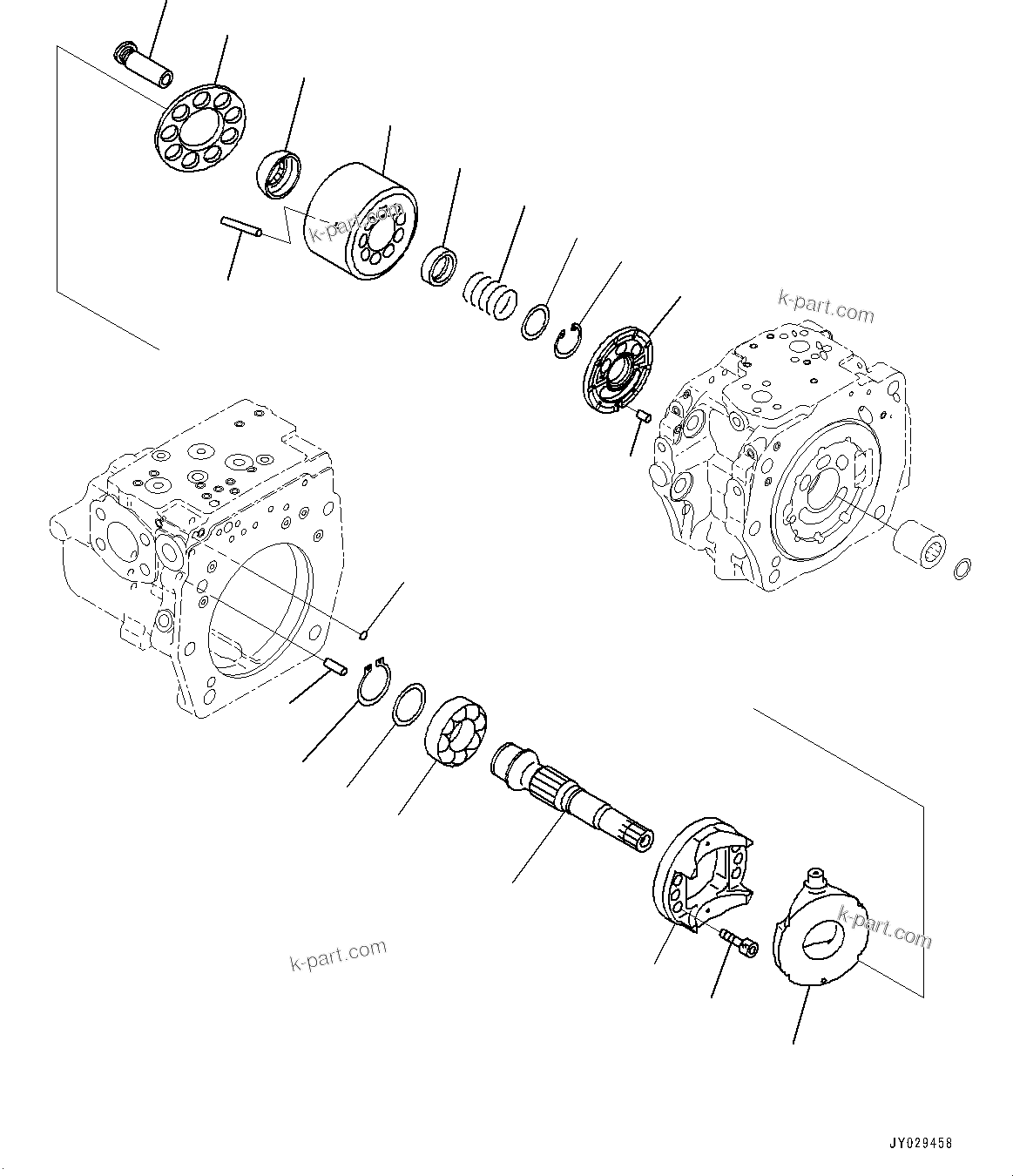 Komatsu parts book diagram for PC450LC-8R S/N 79001-UP: HYDRAULIC PUMP, PISTON PUMP (7/12)(#77289-)