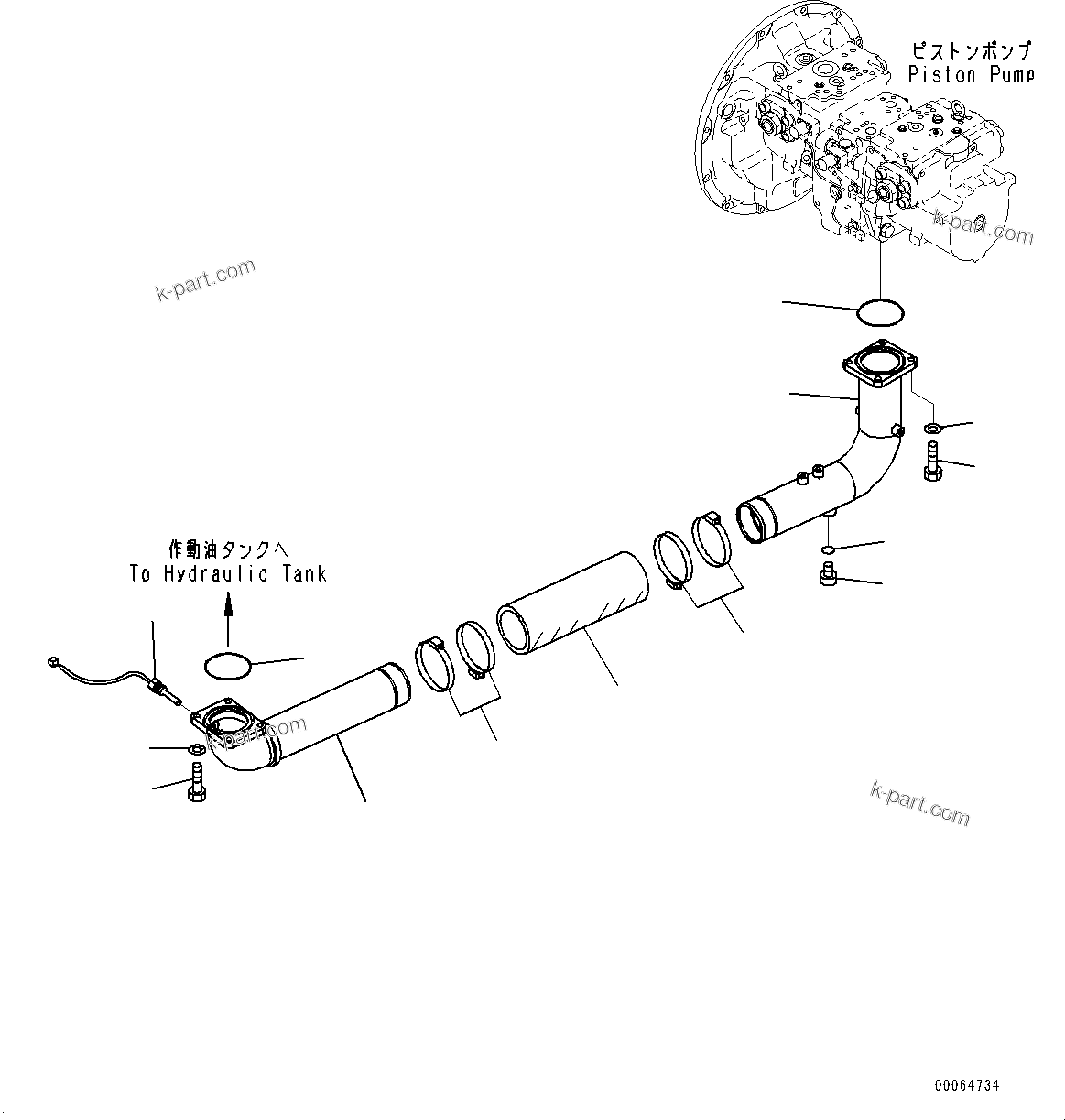 Komatsu parts book diagram for PC450LC-8R S/N 79001-UP: SUCTION PIPING, (#75001-75048)