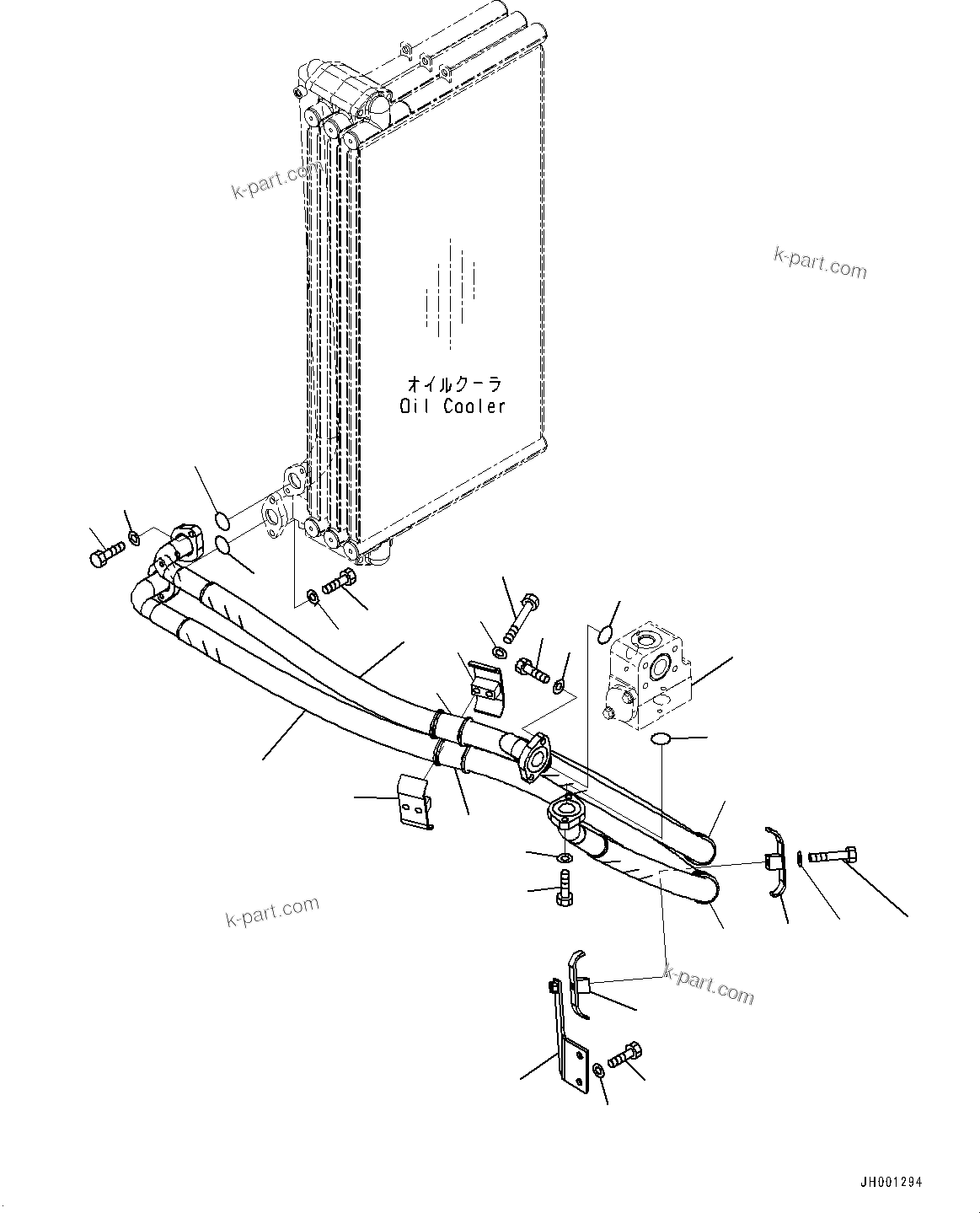 Komatsu parts book diagram for PC450LC-8R S/N 79001-UP: OIL COOLER PIPING, (#75001-)