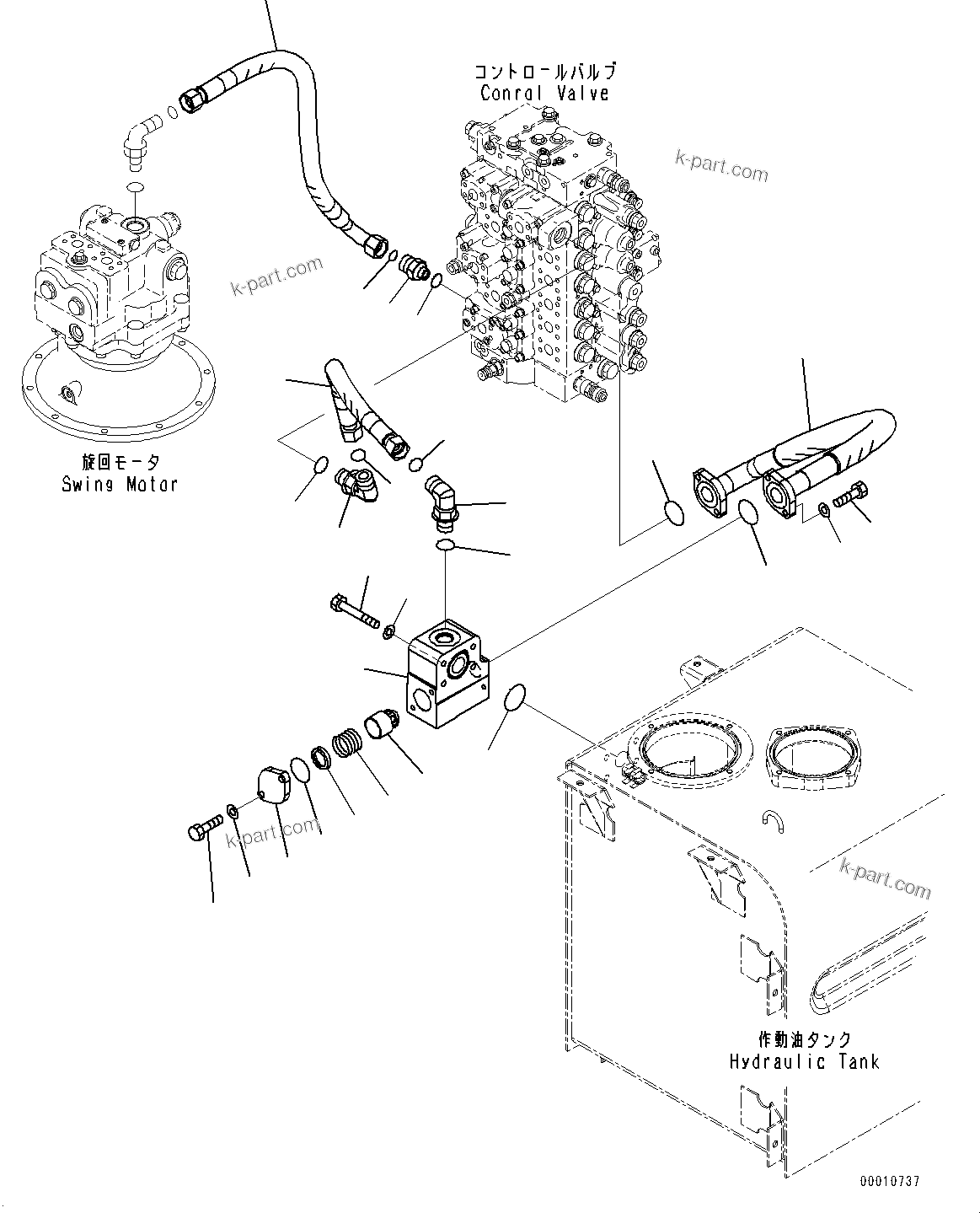 Komatsu parts book diagram for PC450LC-8R S/N 79001-UP: RETURN PIPING, (#75001-)