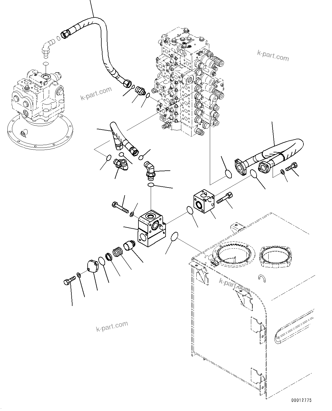 Komatsu parts book diagram for PC450LC-8R S/N 79001-UP: RETURN PIPING, (ADDITIONAL ACTUATOR PIPING, ACCUMULATOR)(#75001-)