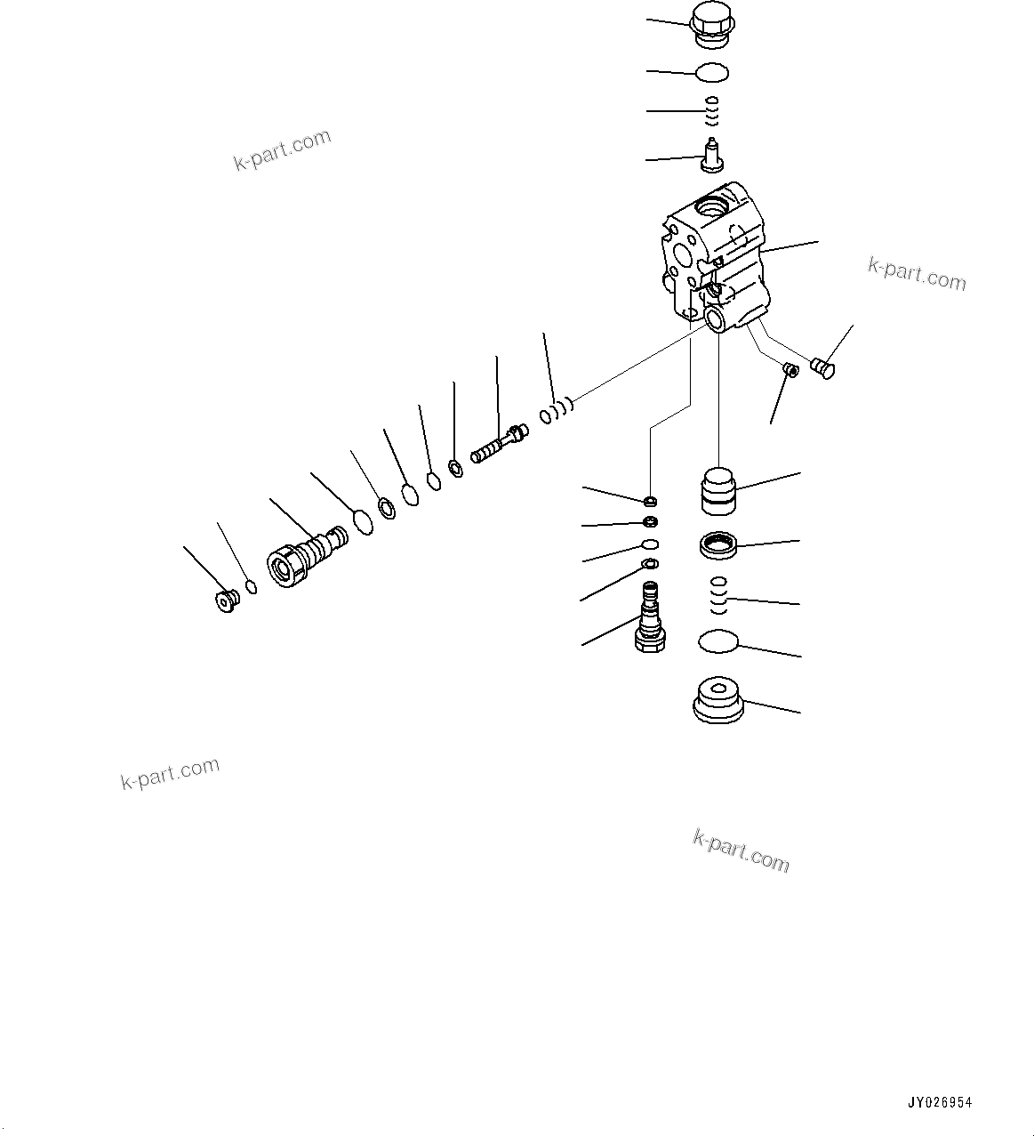 Komatsu parts book diagram for PC450LC-8R S/N 79001-UP: ARM HYDRAULIC DRIFT PREVENTION VALVE, INNER PARTS(#76945-77111)
