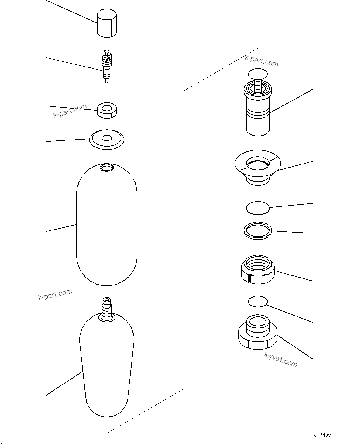 Komatsu parts book diagram for PC450LC-8R S/N 79001-UP: ACTUATOR PIPING, ACCUMULATOR(#75001-76546)