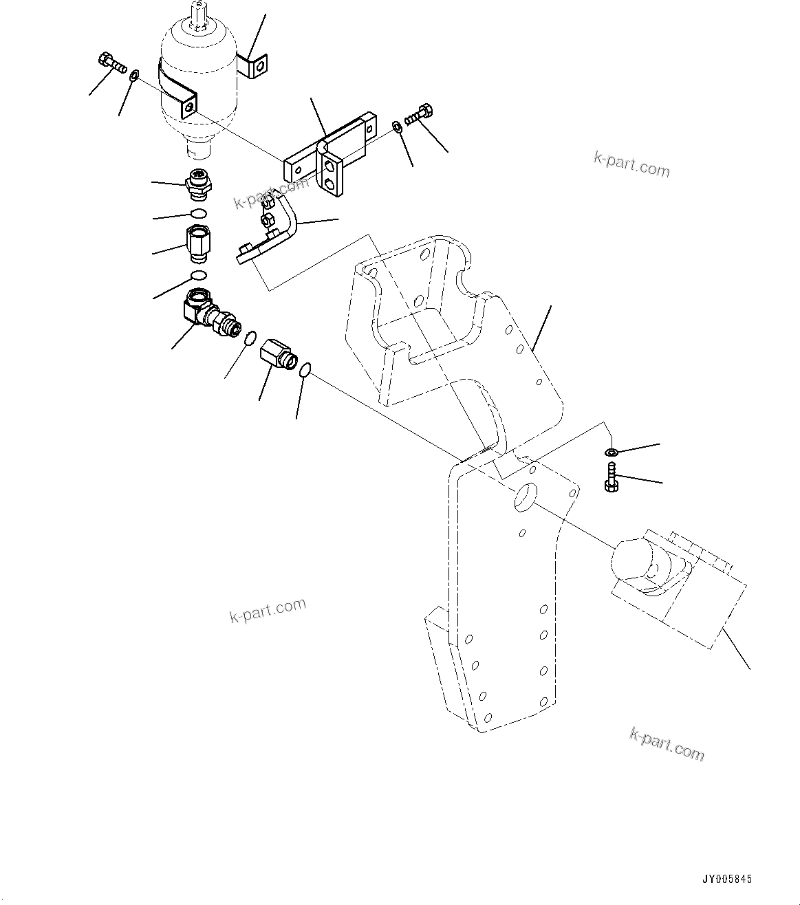 Komatsu parts book diagram for PC450LC-8R S/N 79001-UP: ACTUATOR PIPING, ACCUMULATOR MOUNTING(#75001-)
