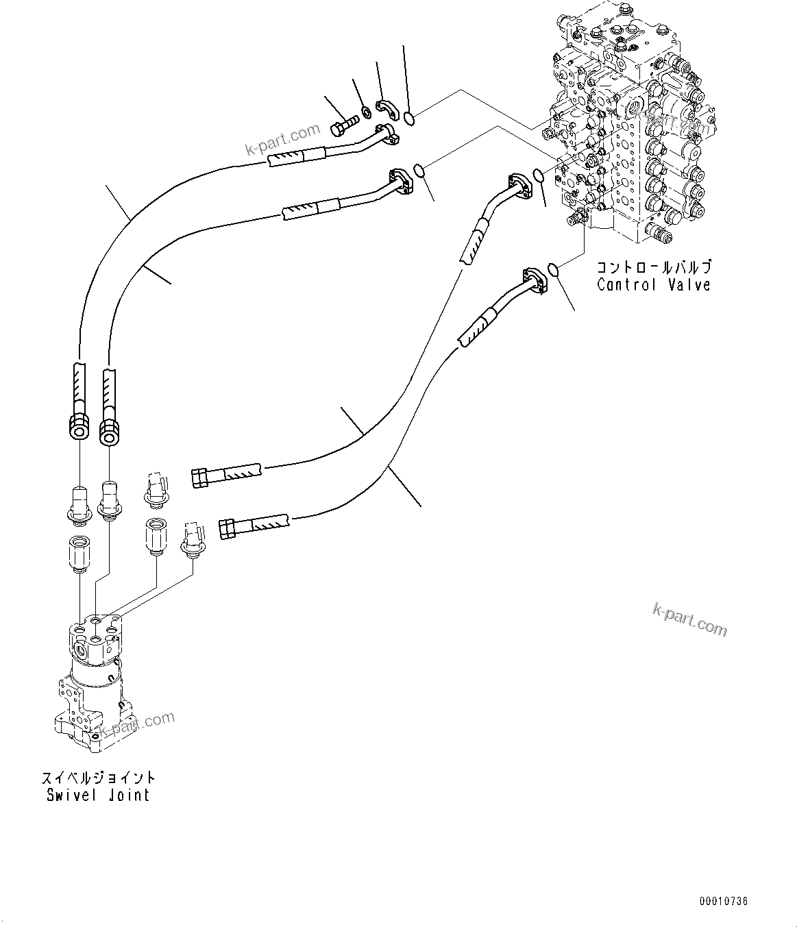 Komatsu parts book diagram for PC450LC-8R S/N 79001-UP: TRAVEL PIPING, (#75001-)