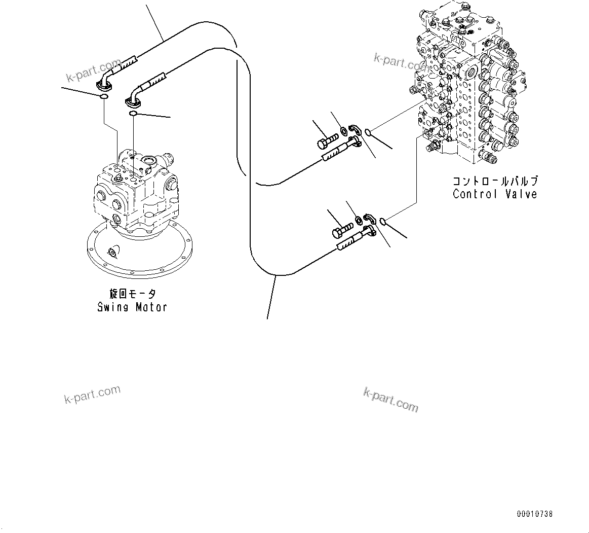 Komatsu parts book diagram for PC450LC-8R S/N 79001-UP: SWING PIPING, (#75001-)