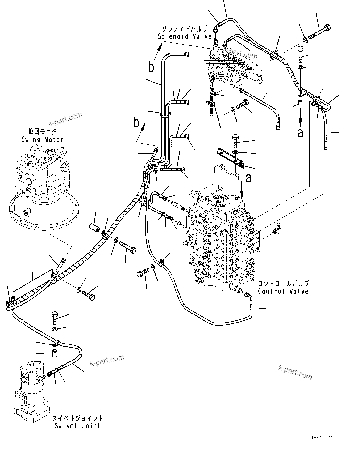 Komatsu parts book diagram for PC450LC-8R S/N 79001-UP: SOLENOID VALVE, BRACKET (1-SERVICE VALVE)(#75001-)