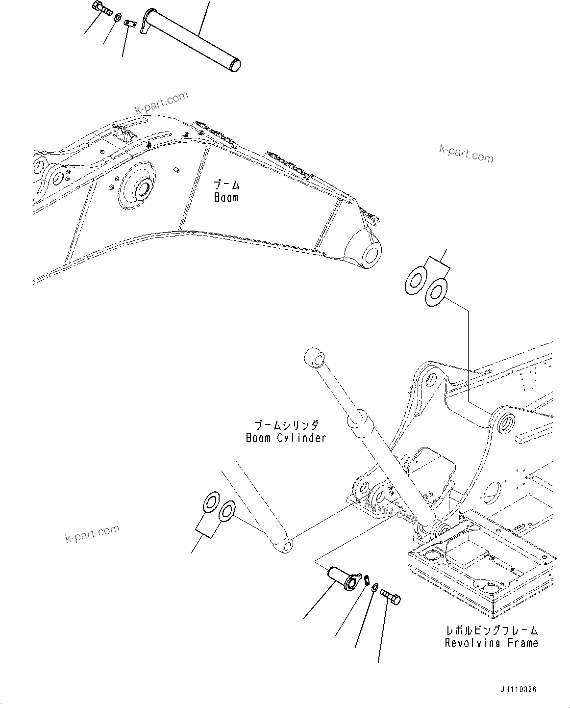 Komatsu parts book diagram for PC450LC-8R S/N 79001-UP: BOOM FOOT PIN, (#76944-)