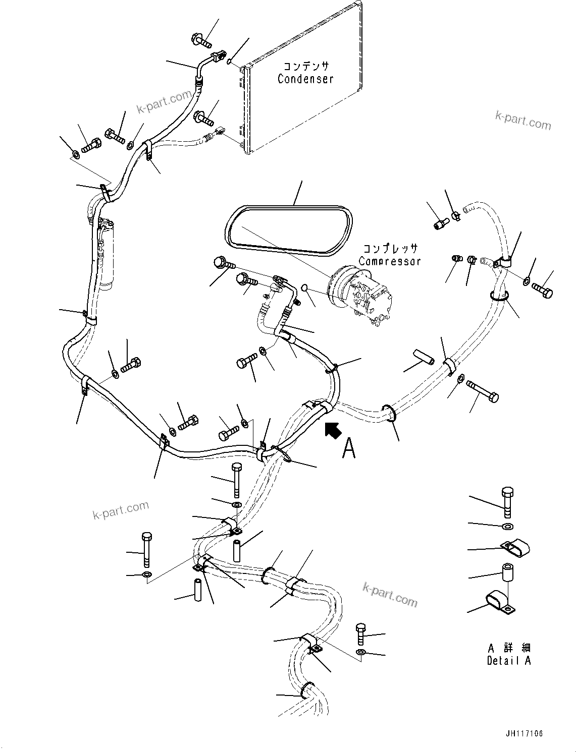 Komatsu parts book diagram for PC450LC-8R S/N 79001-UP: AIR CONDITIONER UNIT, PIPING(#77528-)