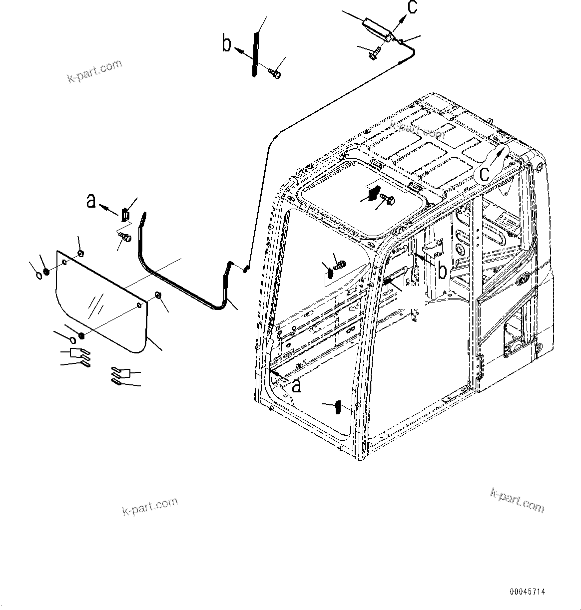 Komatsu parts book diagram for PC450LC-8R S/N 79001-UP: CAB, FRONT LOWER WINDOW(#79001-)