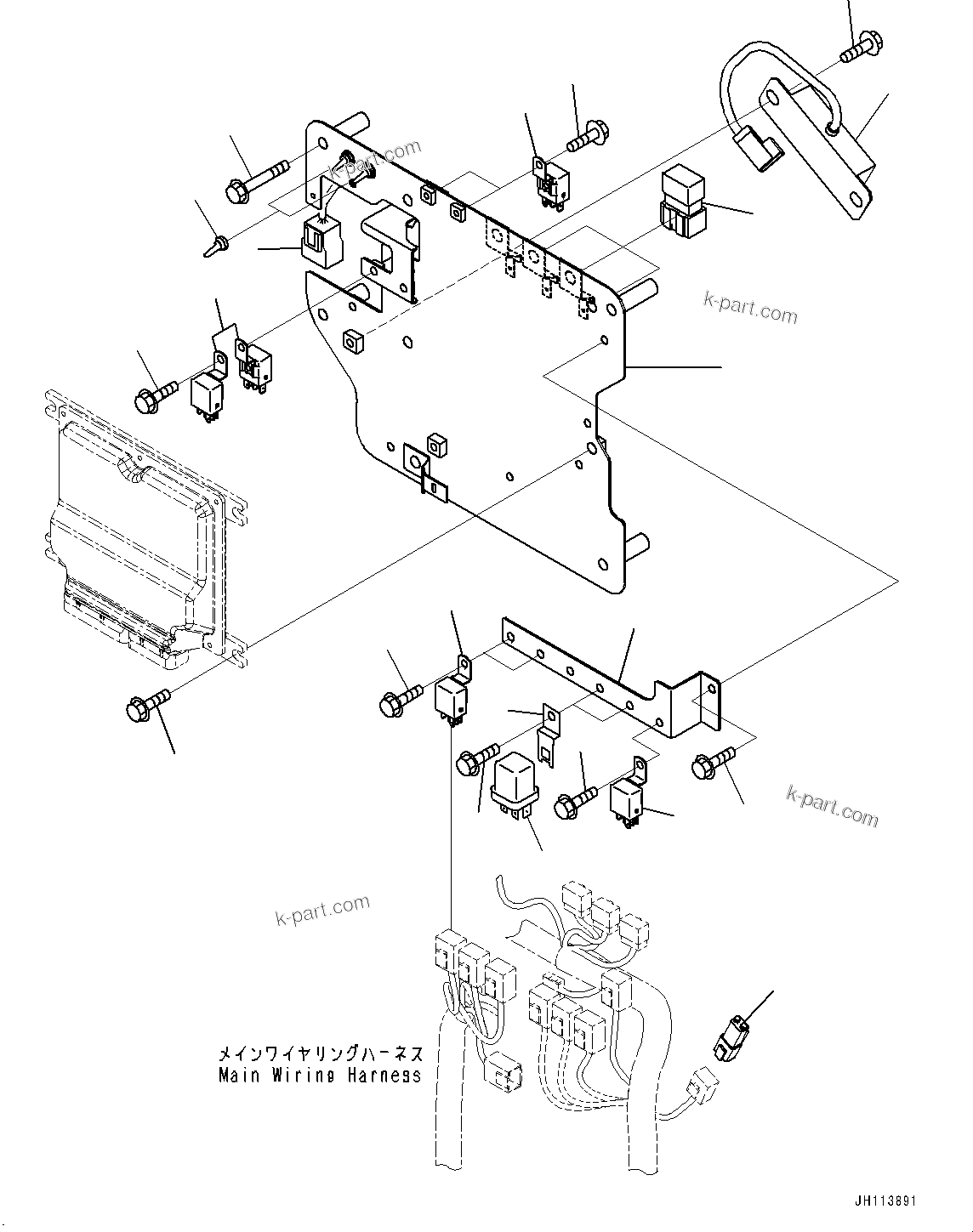 Komatsu parts book diagram for PC450LC-8R S/N 79001-UP: CAB, CAB IN PARTS, SUB PLATE AND RELAY(#79001-)
