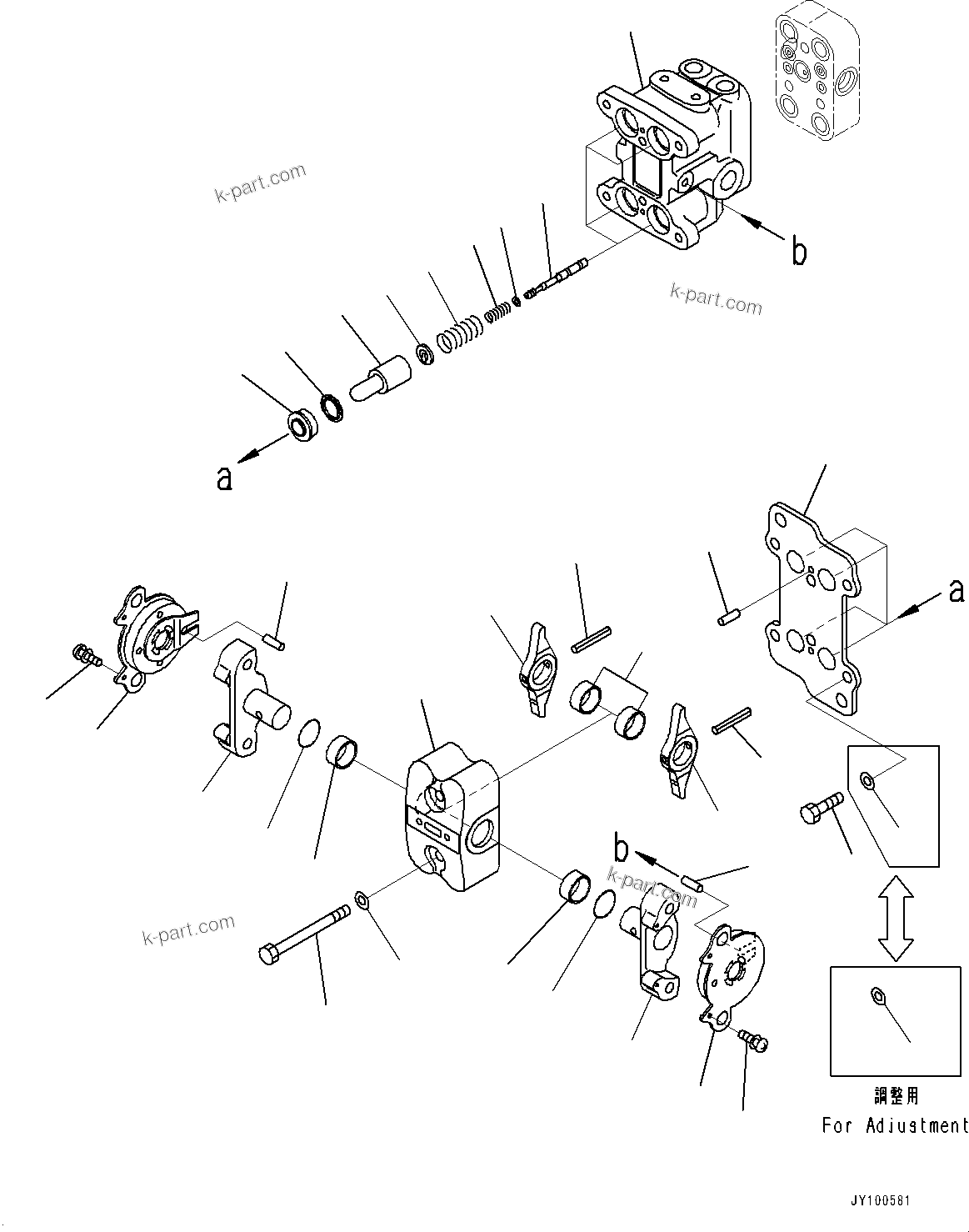 Komatsu parts book diagram for PC450LC-8R S/N 79001-UP: CAB, PPC VALVE (1/4)(#79001-)