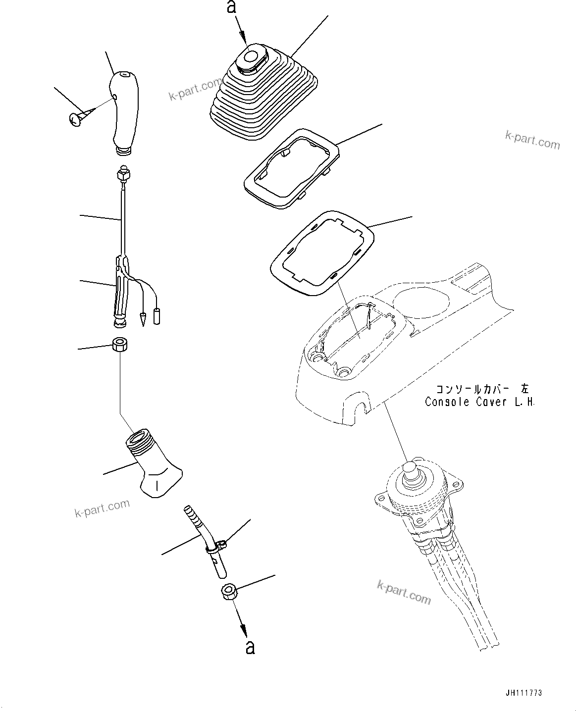 Komatsu parts book diagram for PC450LC-8R S/N 79001-UP: CAB, FLOOR, WORK EQUIPMENT CONTROL LEVER, L.H.(#79001-)